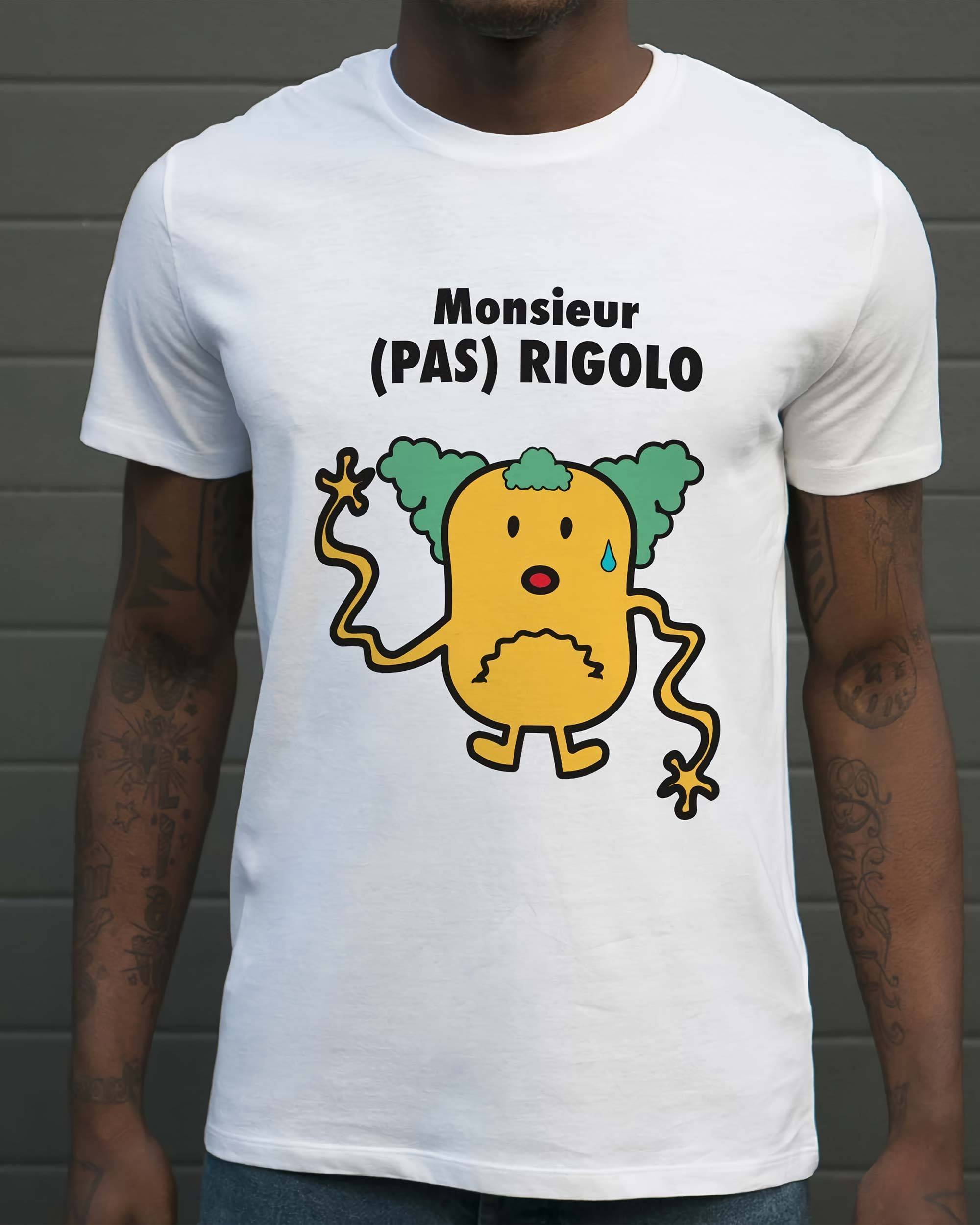 T-shirt Monsieur Pas Rigolo de couleur Blanc
