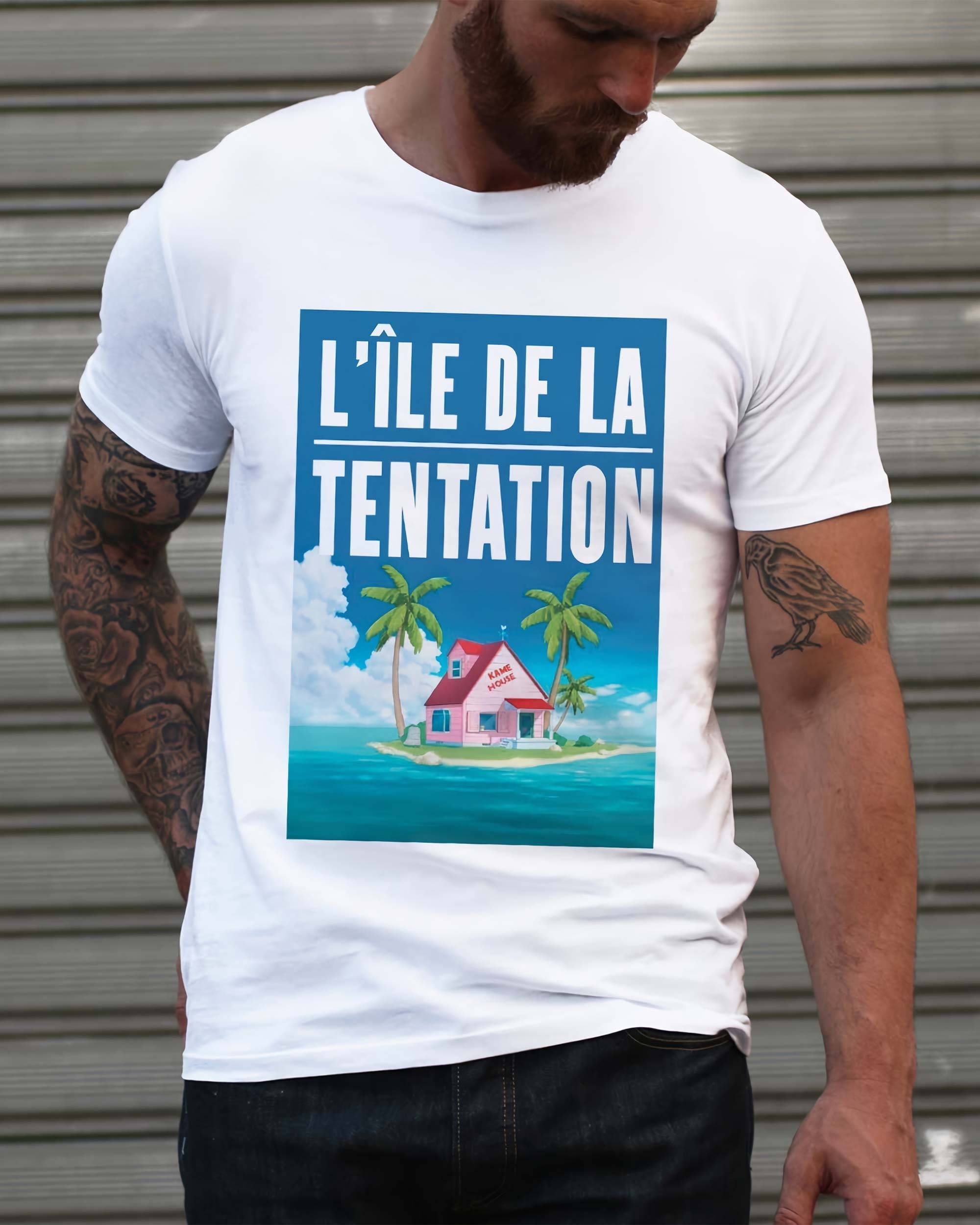 T-shirt L'île de la Tentation de couleur Blanc