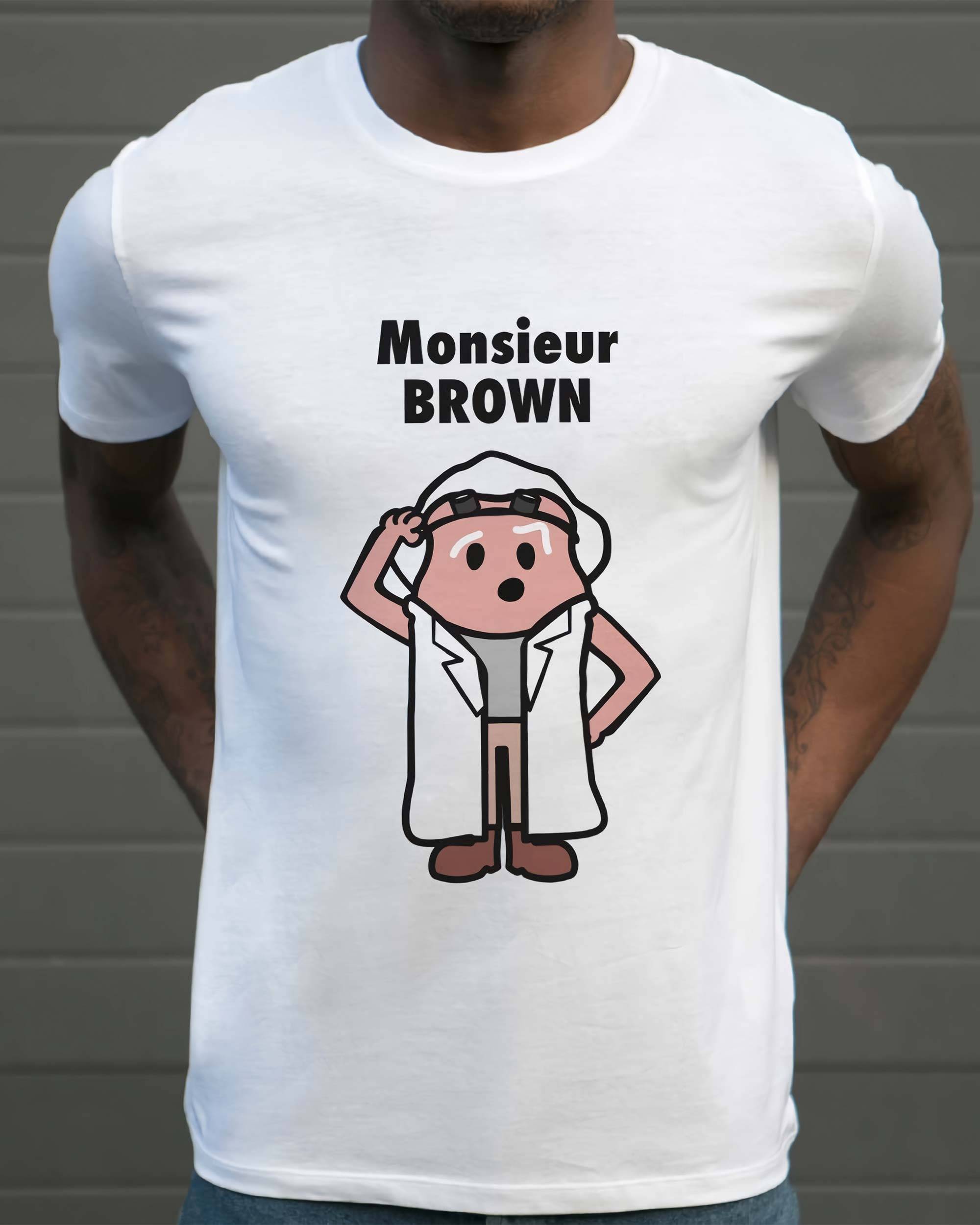 T-shirt Monsieur Brown de couleur Blanc