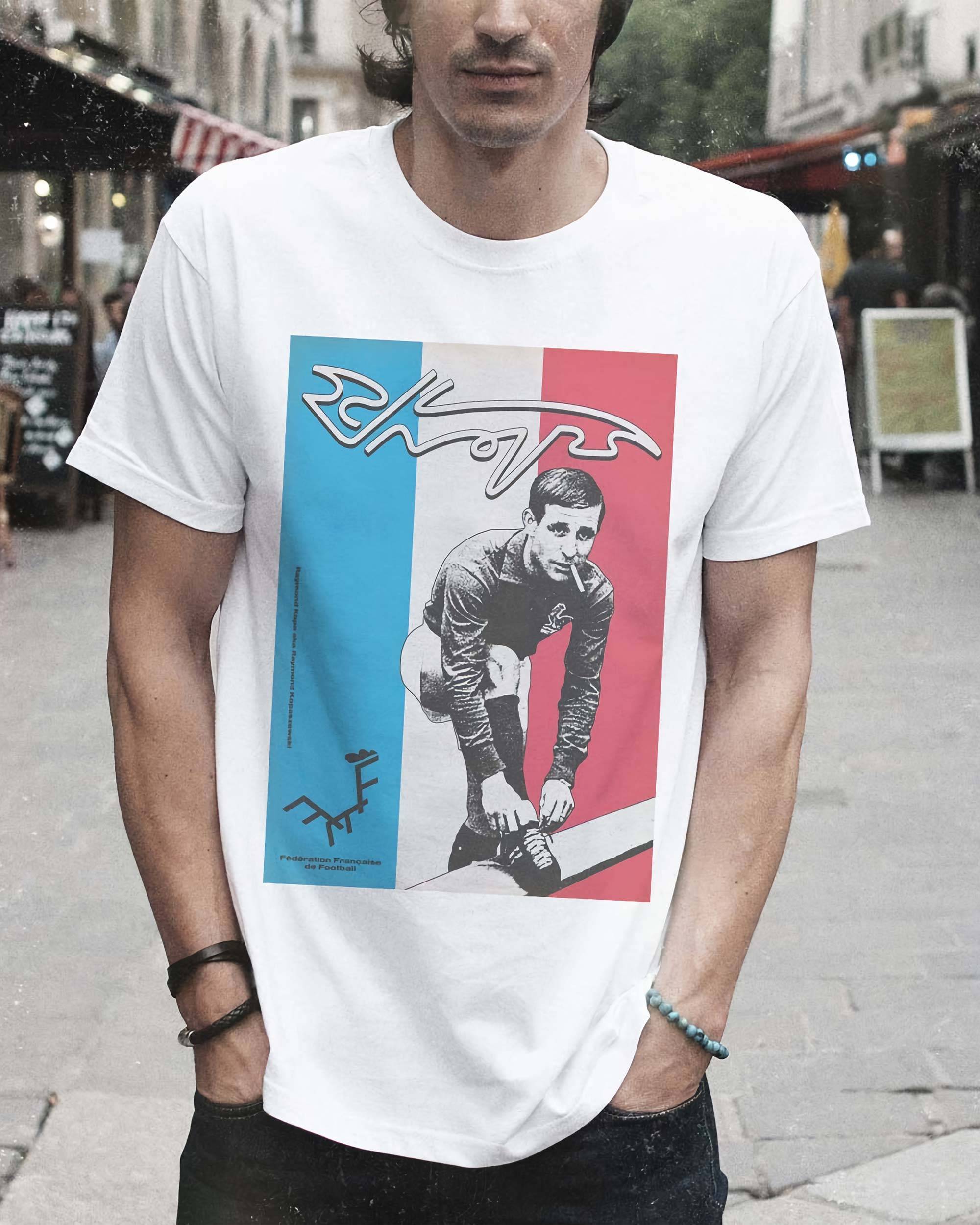 T-shirt Raymond Kopa de couleur Blanc par Sucker For Soccer