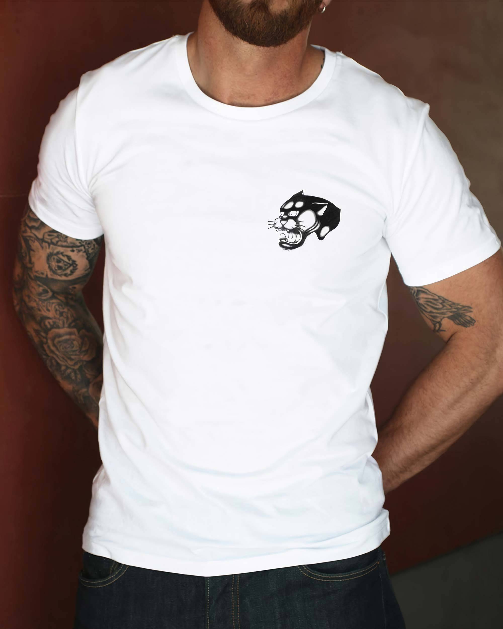 T-shirt Tête de Panthère de couleur Blanc par Pierre Nkwane