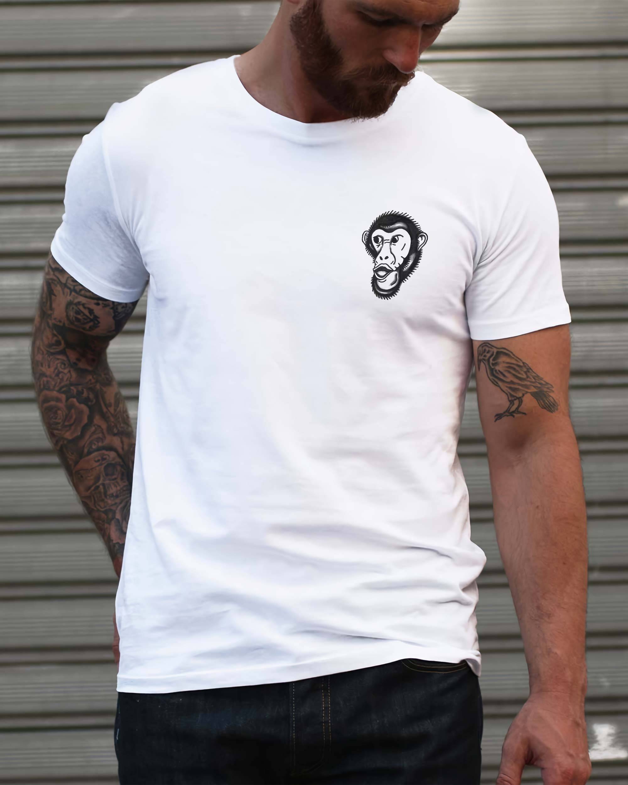 T-shirt Tête de Singe de couleur Blanc par Pierre Nkwane