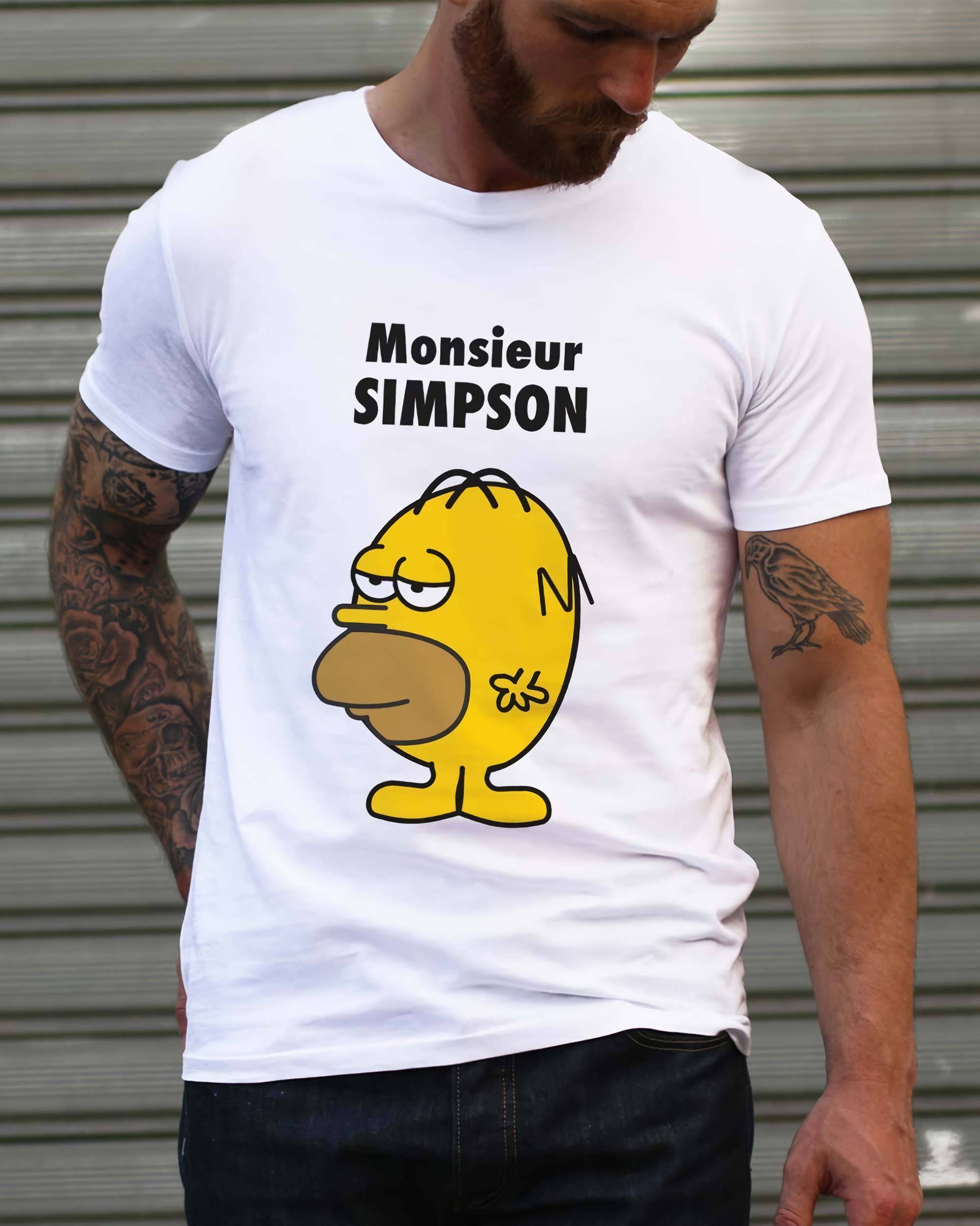 T-shirt Monsieur Simpson de couleur Blanc