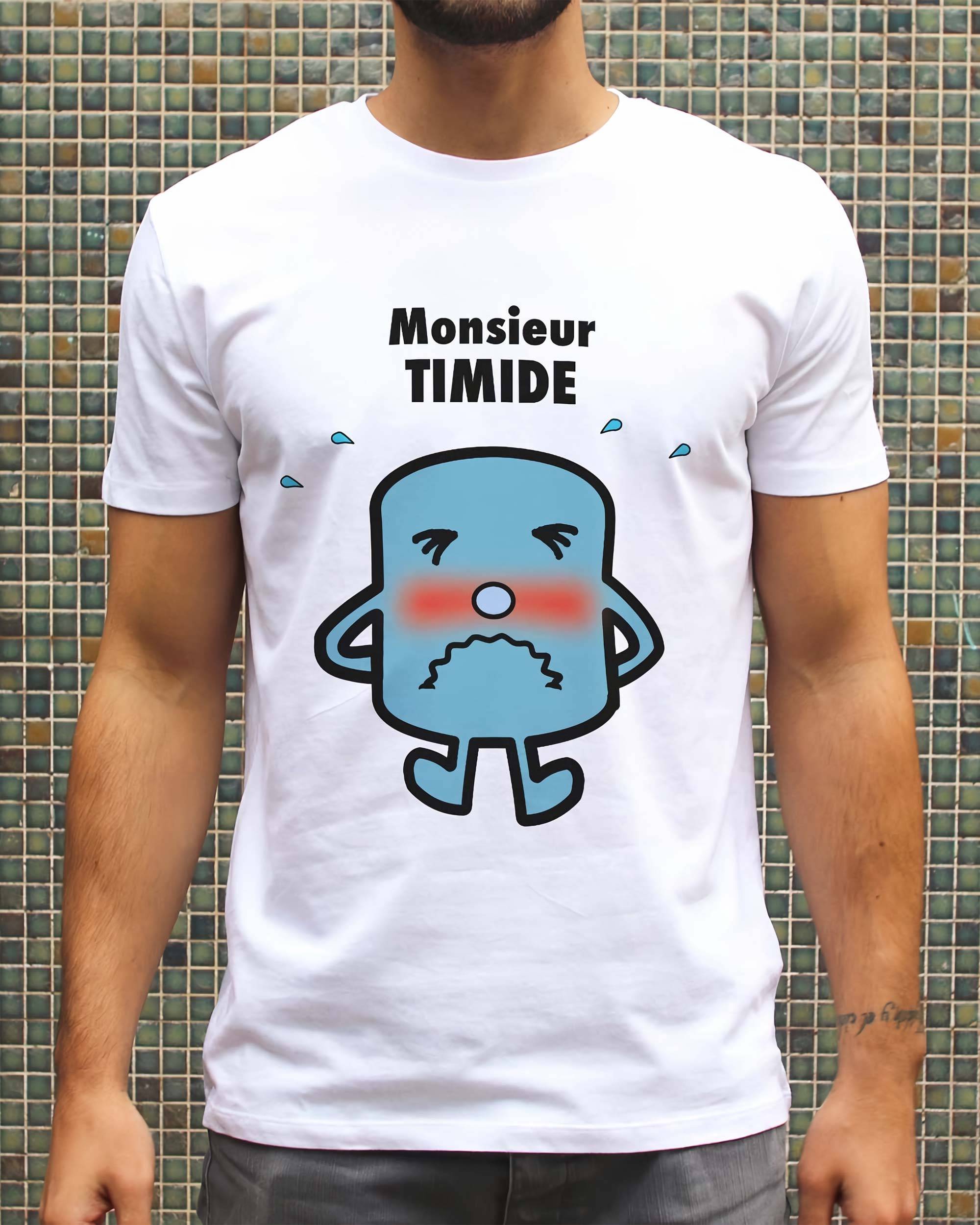 T-shirt Monsieur Timide de couleur Blanc