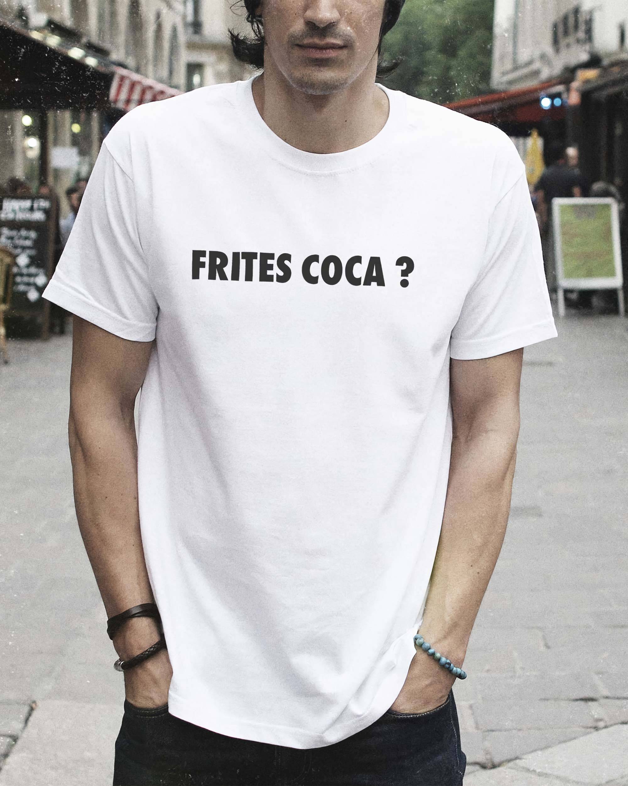 T-shirt Frites Coca ? de couleur Blanc
