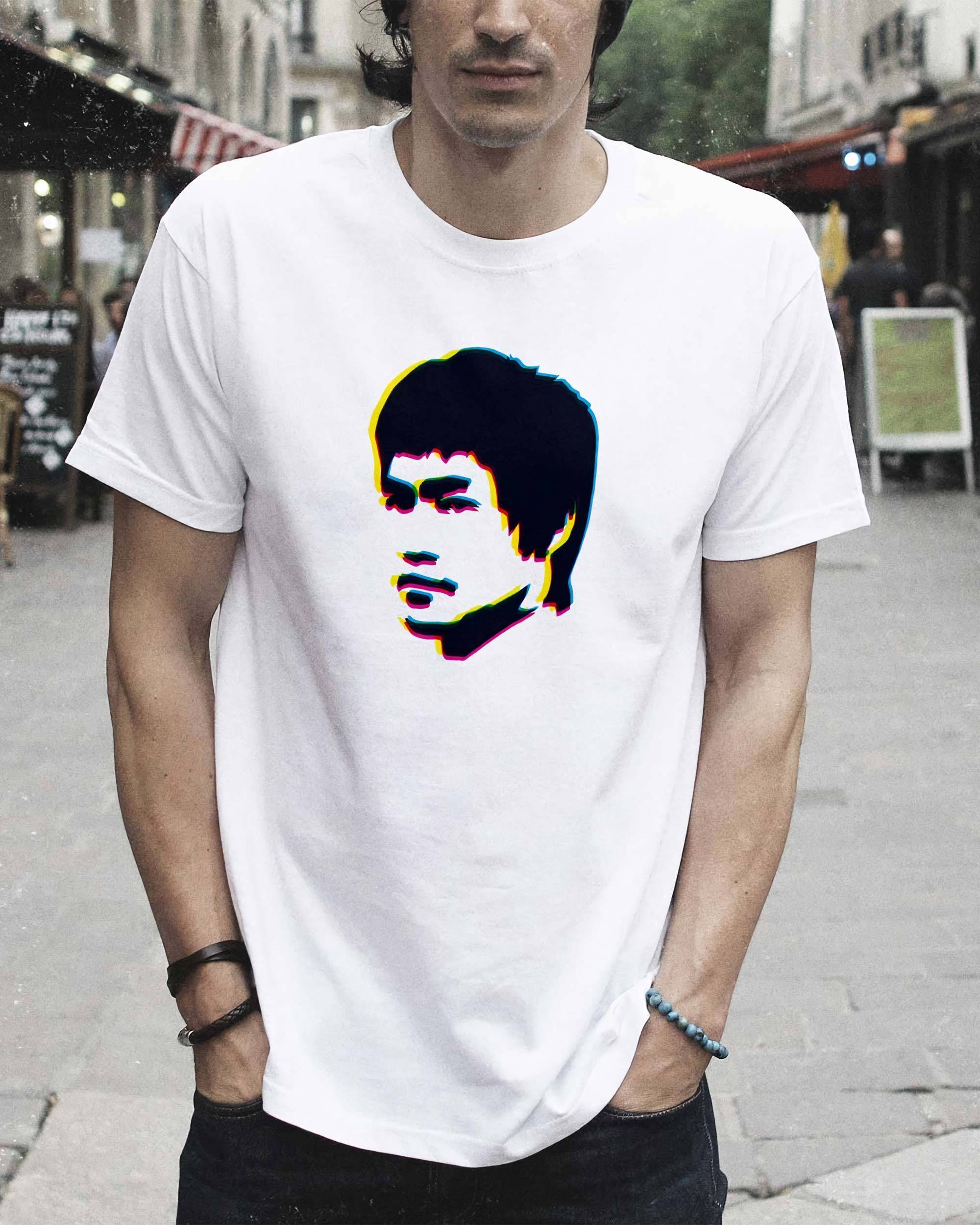 T-shirt Bruce Lee RVB de couleur Blanc