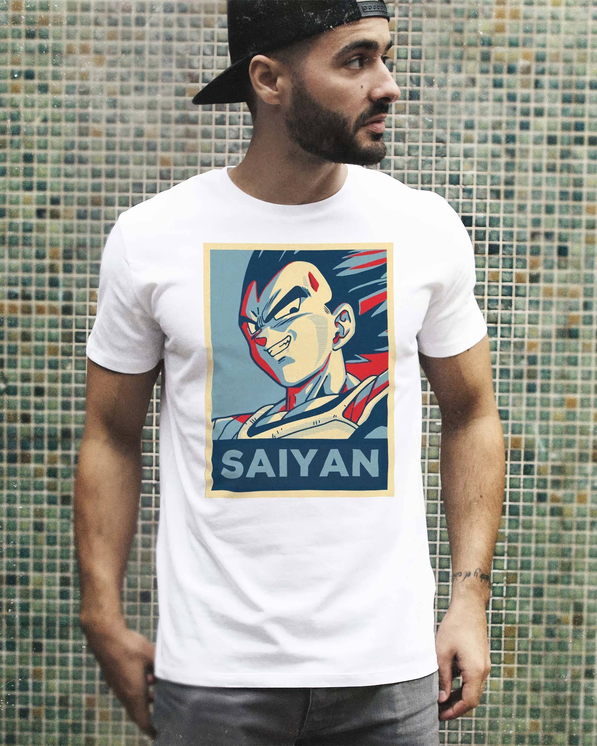 T-shirt Végéta Saiyan de couleur Blanc
