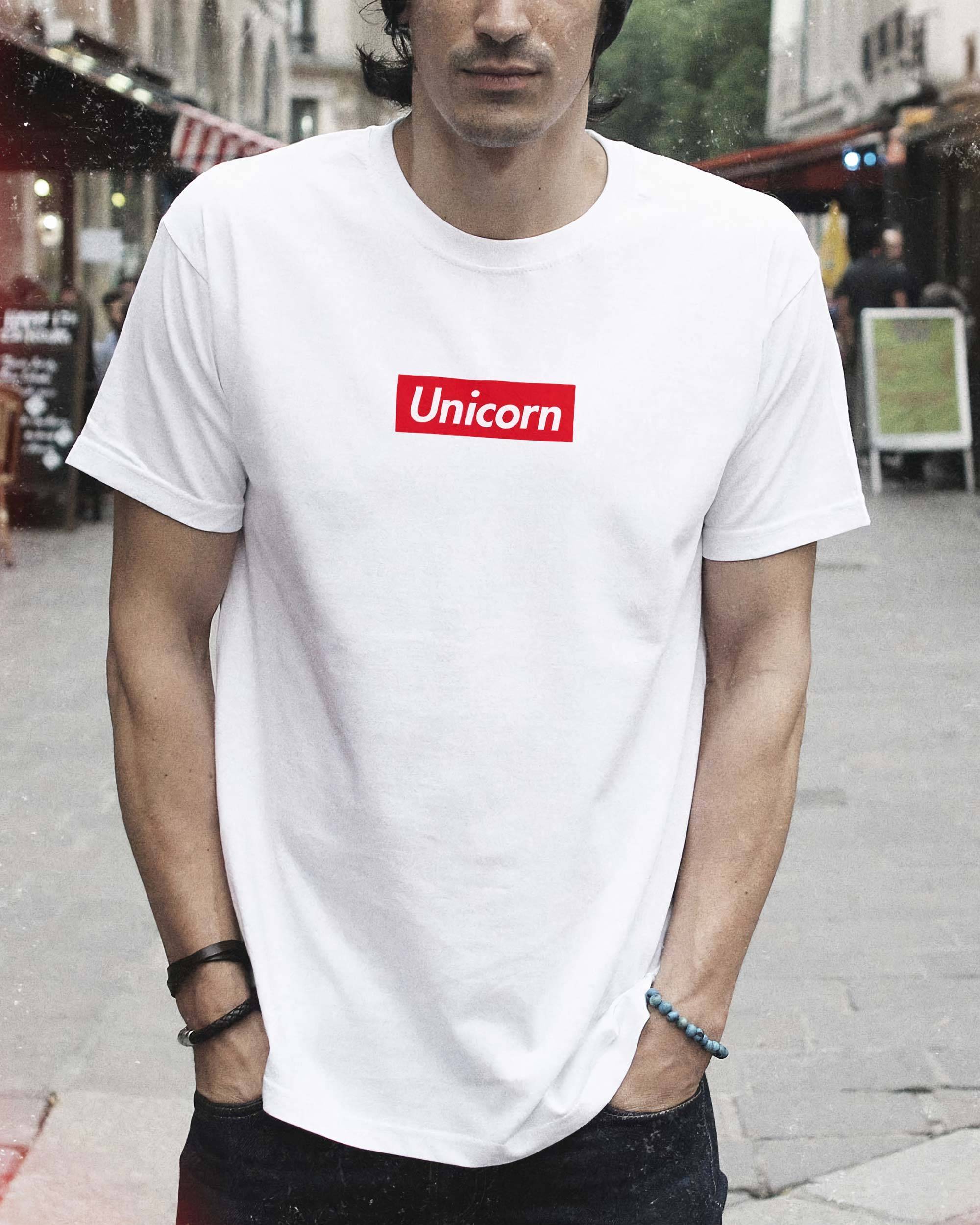 T-shirt Unicorn Logo Box de couleur Blanc
