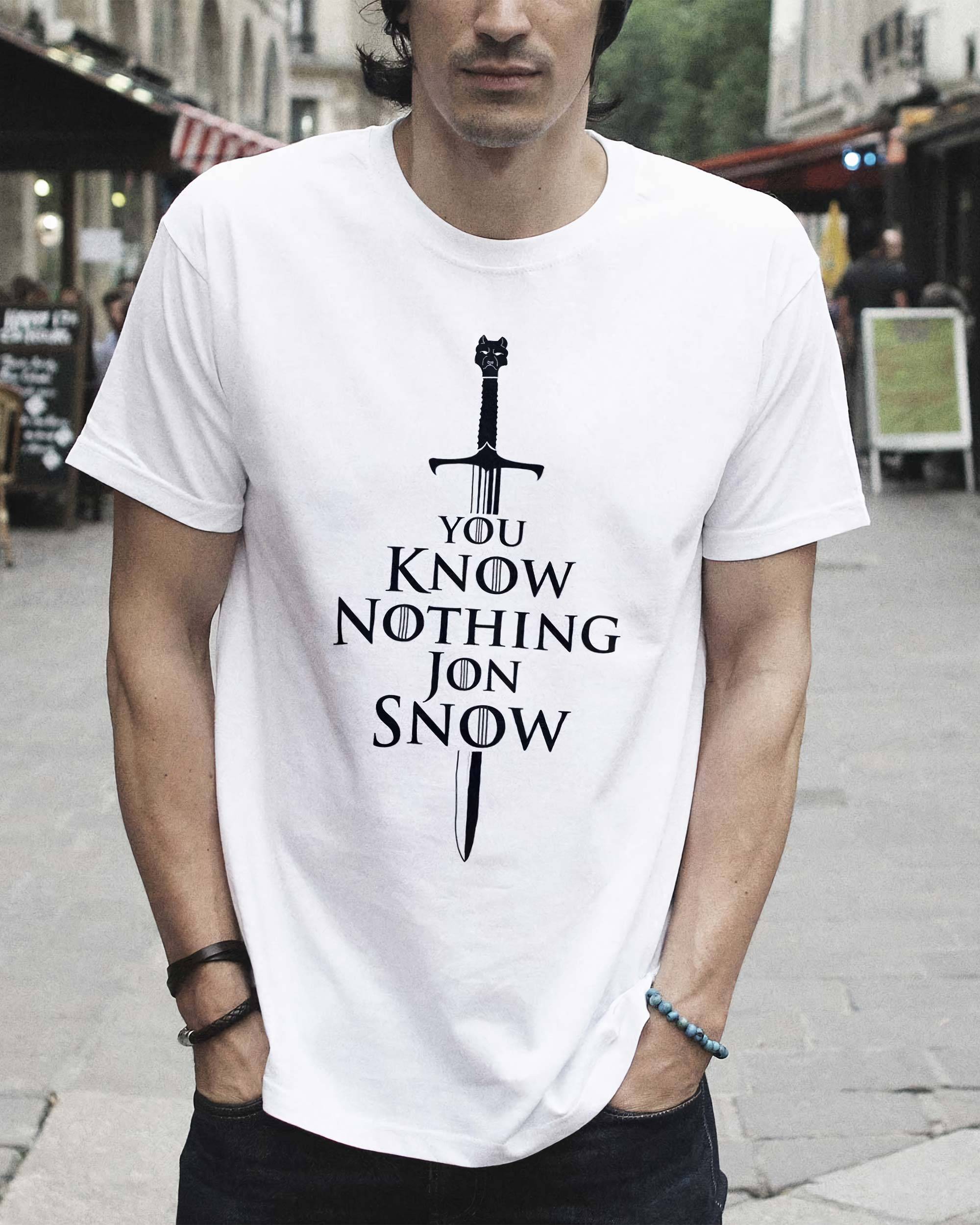 T-shirt You Know Nothing de couleur Blanc