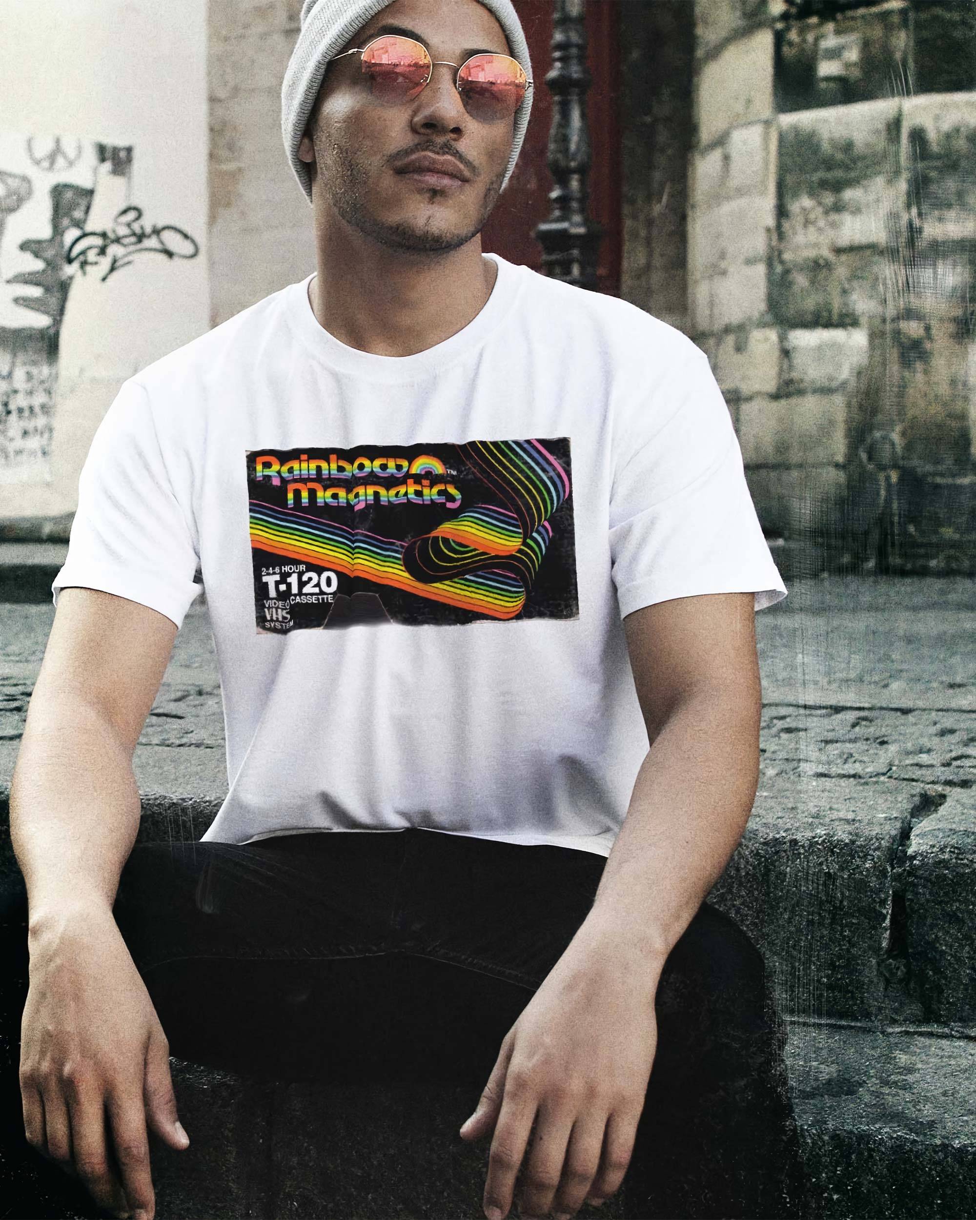 T-shirt Rainbow Magnetics de couleur Blanc