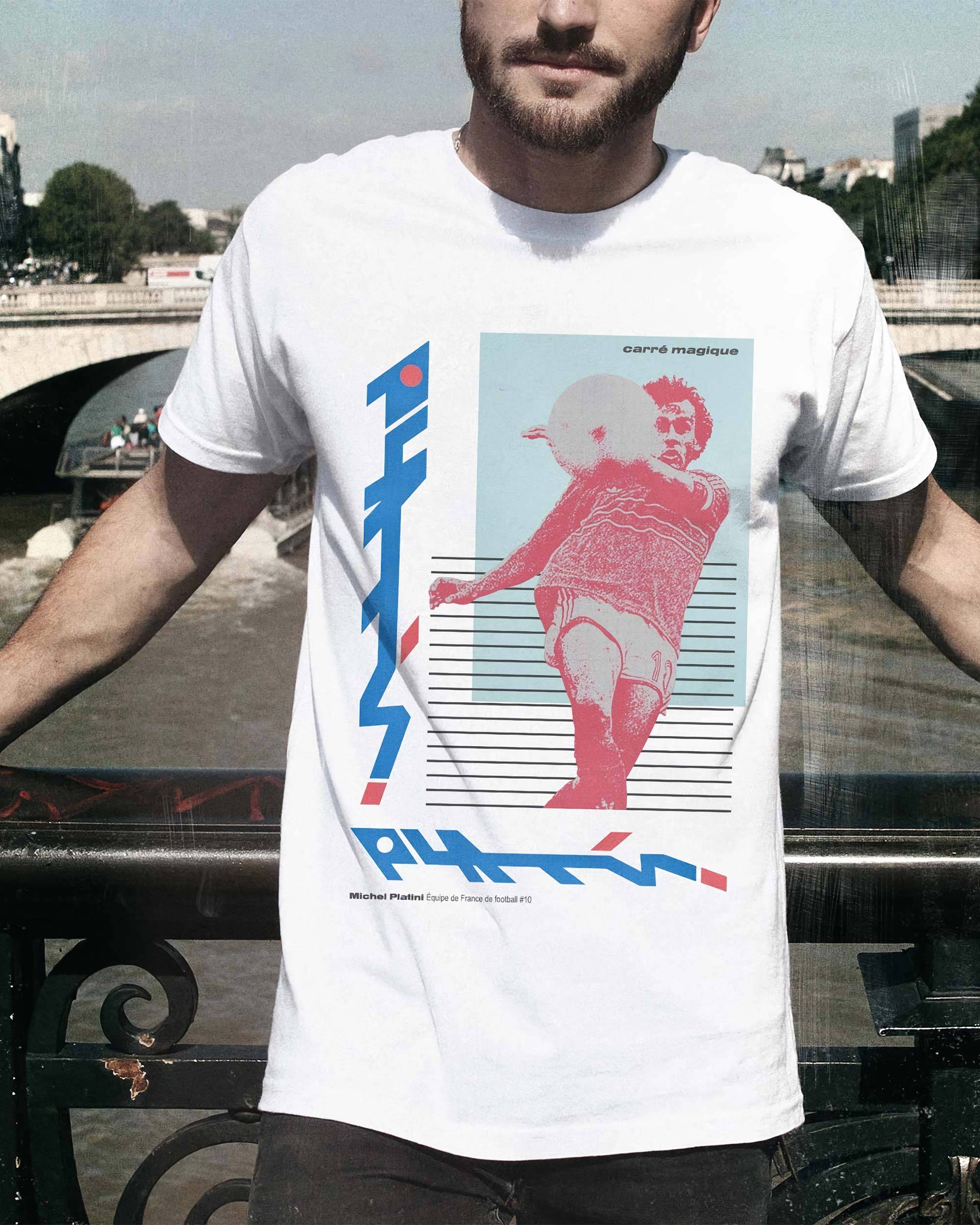 T-shirt Platini Carré Magique de couleur Blanc par Sucker For Soccer