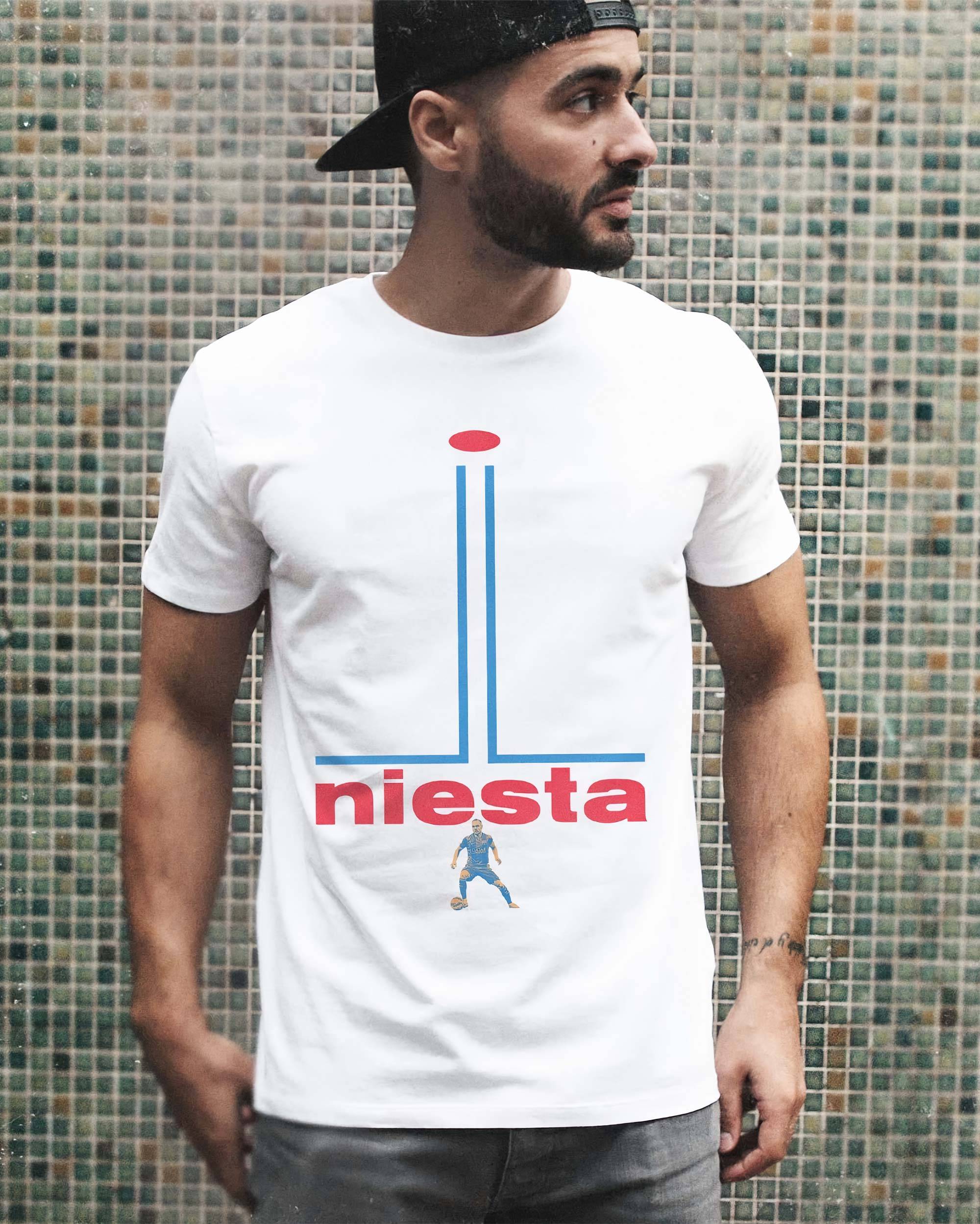 T-shirt I Comme Iniesta de couleur Blanc par Sucker For Soccer
