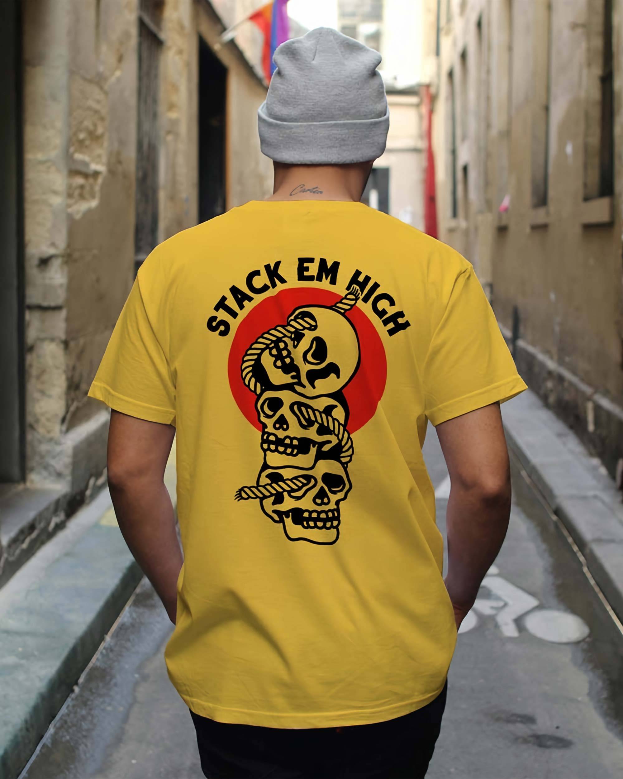 T-shirt Stack 'Em High de couleur Jaune
