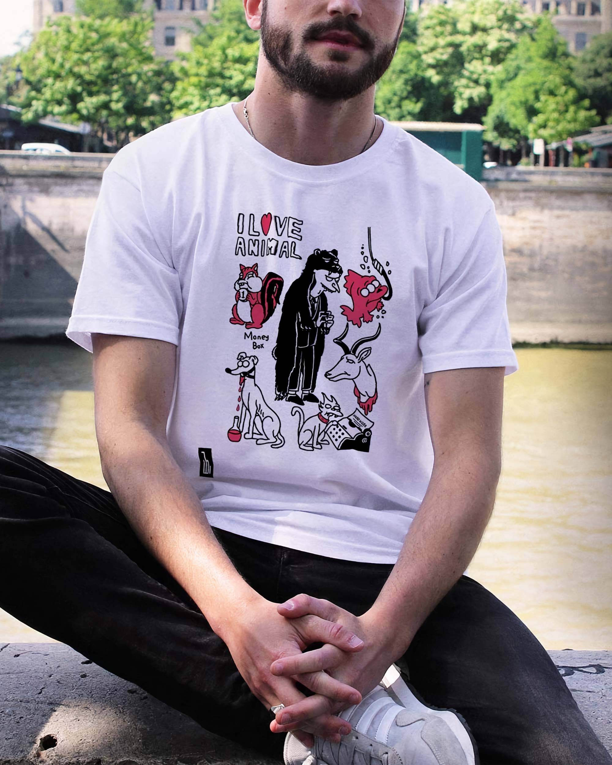 T-shirt Love Animals de couleur Blanc par Gogi