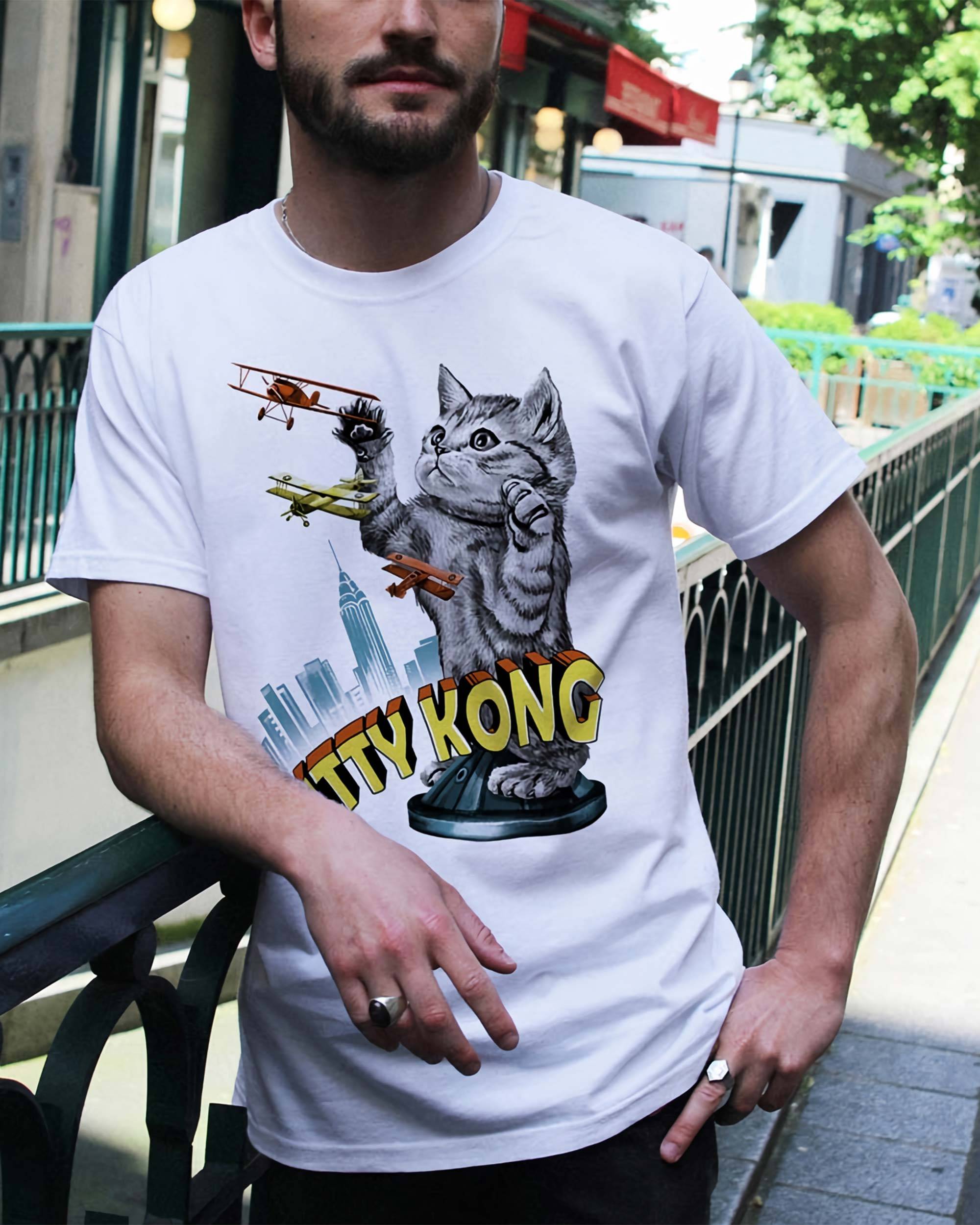 T-shirt Kitty Kong de couleur Blanc par Vincent Trinidad