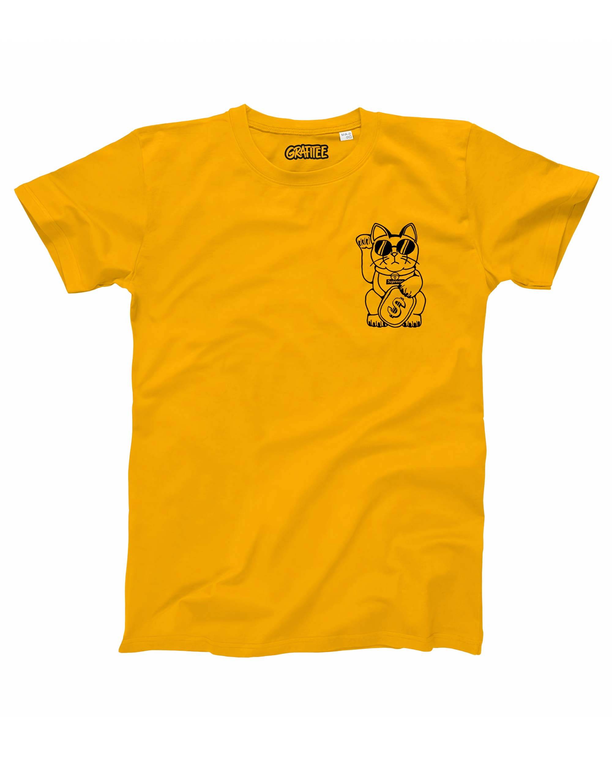 T-shirt Lucky cat supreme de couleur Jaune
