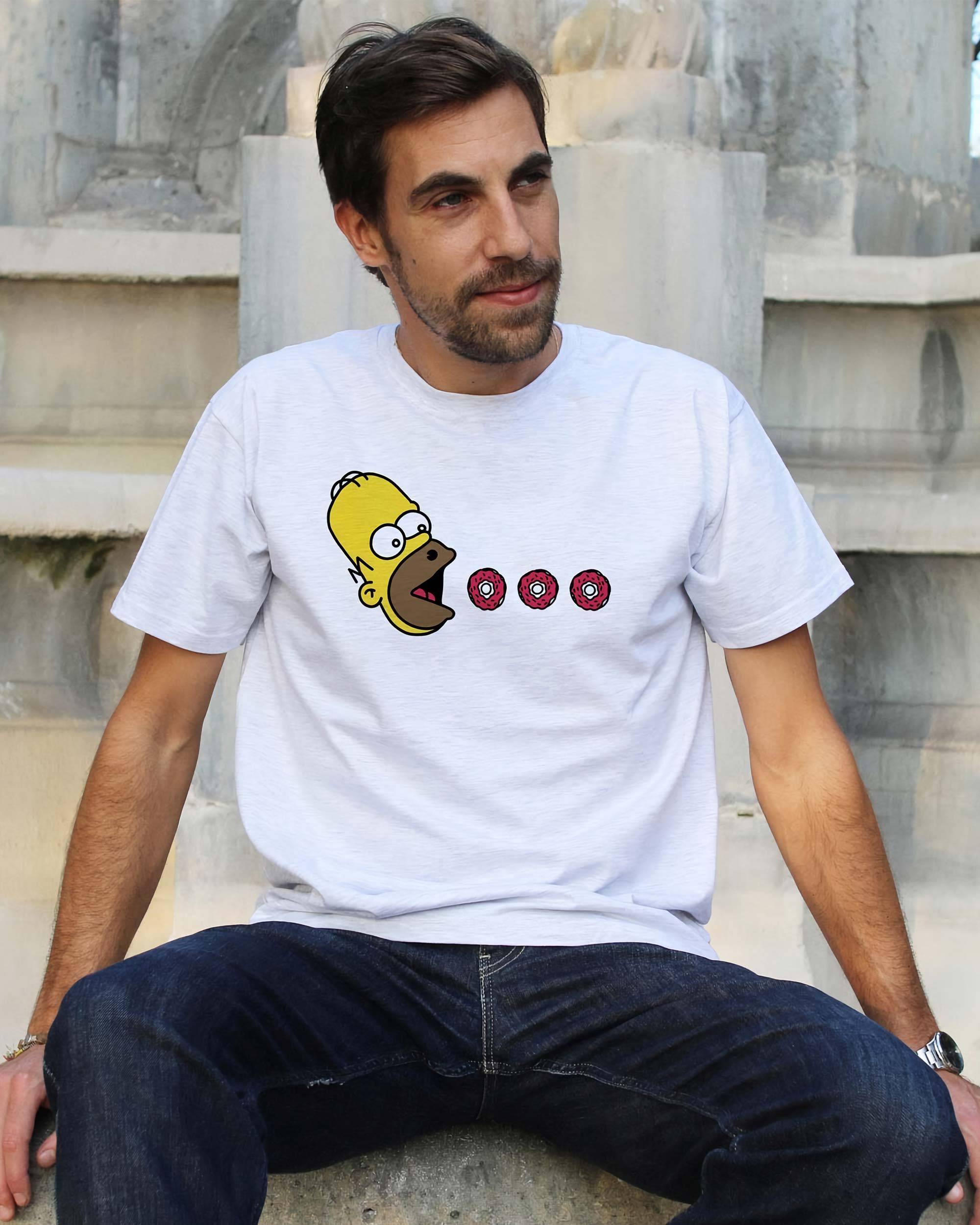 T-shirt Simpson Pacman de couleur Blanc par Gogi