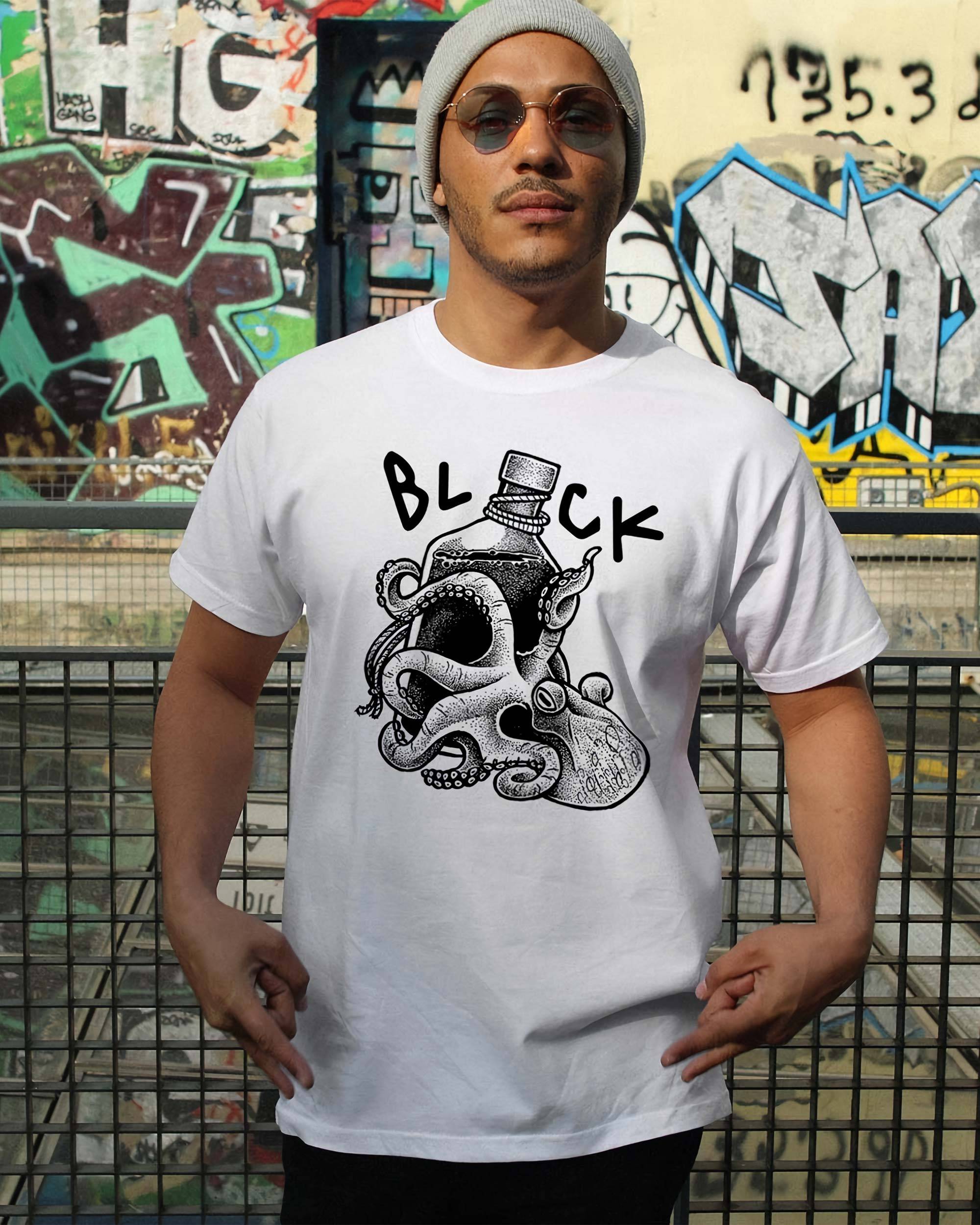 T-shirt Kraken de couleur Blanc par Blackquest