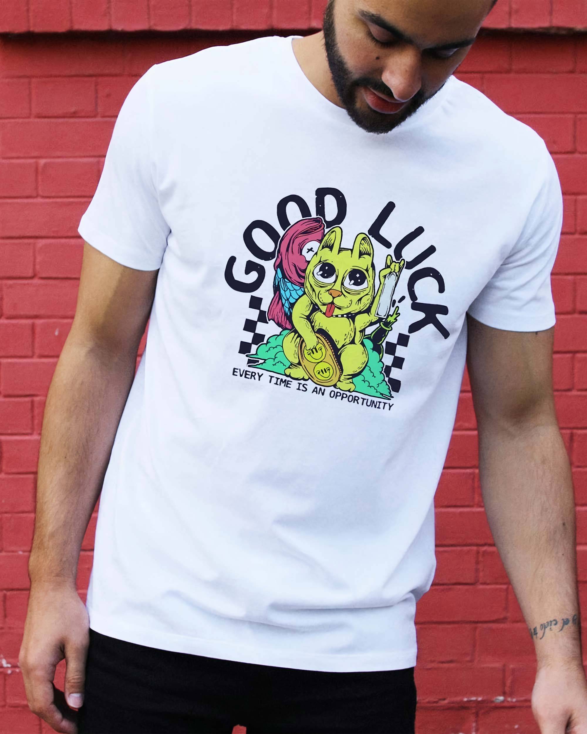 T-shirt Good Luck de couleur Blanc