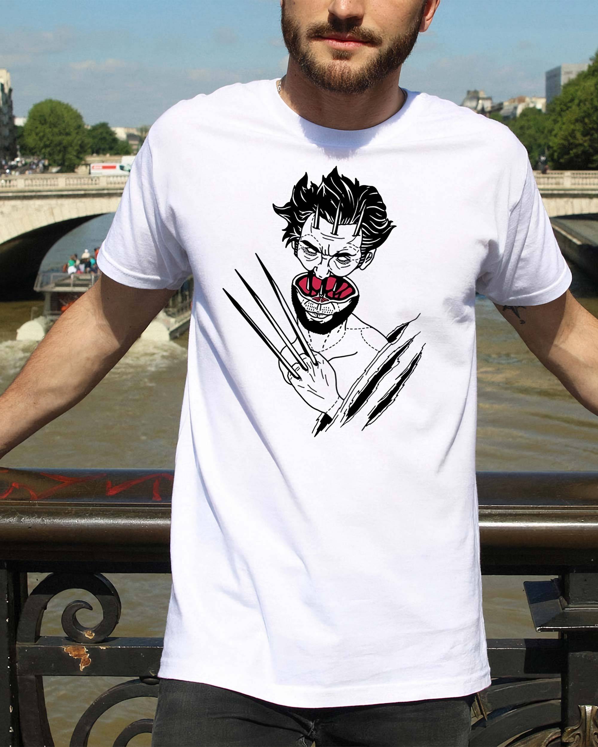 T-shirt Wolverine cut de couleur Blanc par Gogi