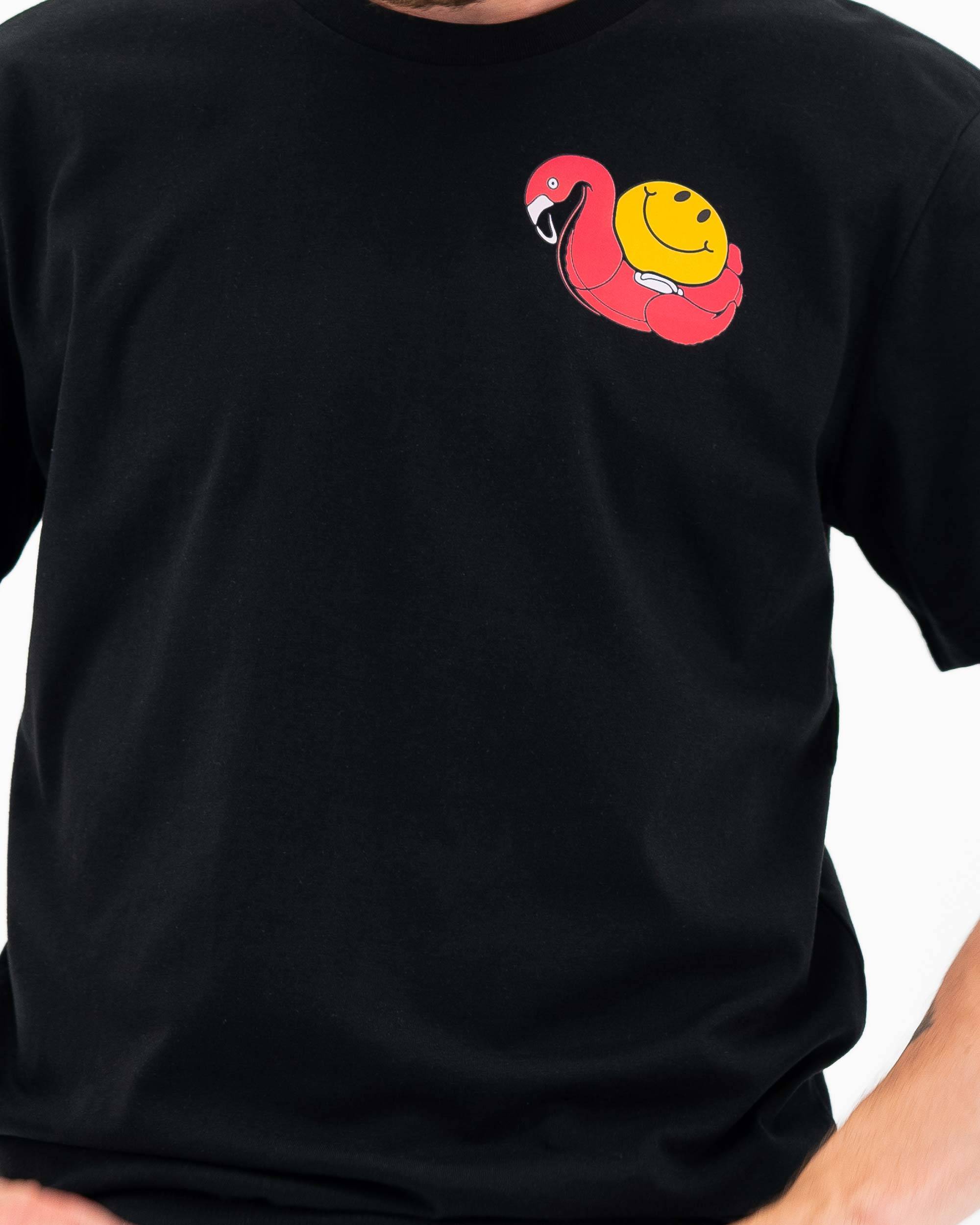 T-shirt Smiley flamingo de couleur Noir