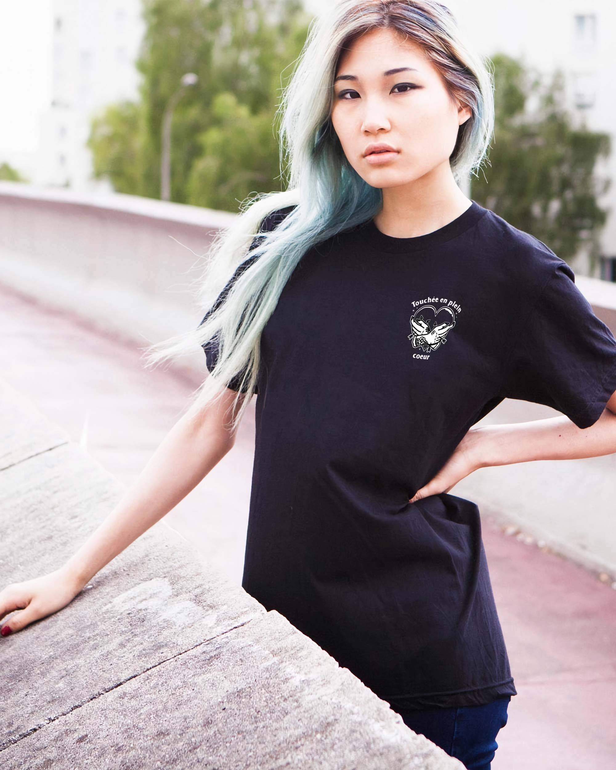 T-shirt Touchée en plein coeur de couleur Blanc