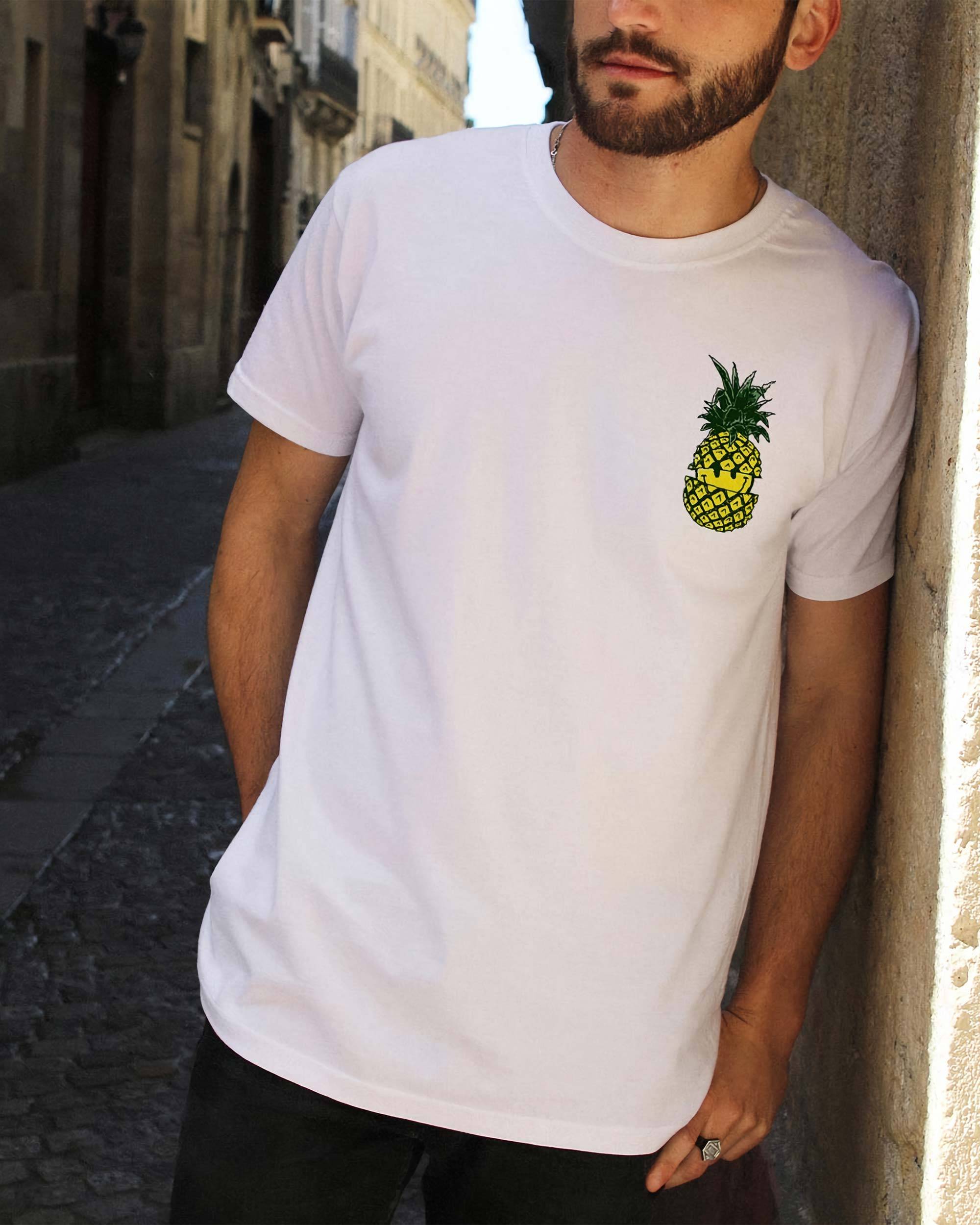 T-shirt Ananas Smiley de couleur Blanc