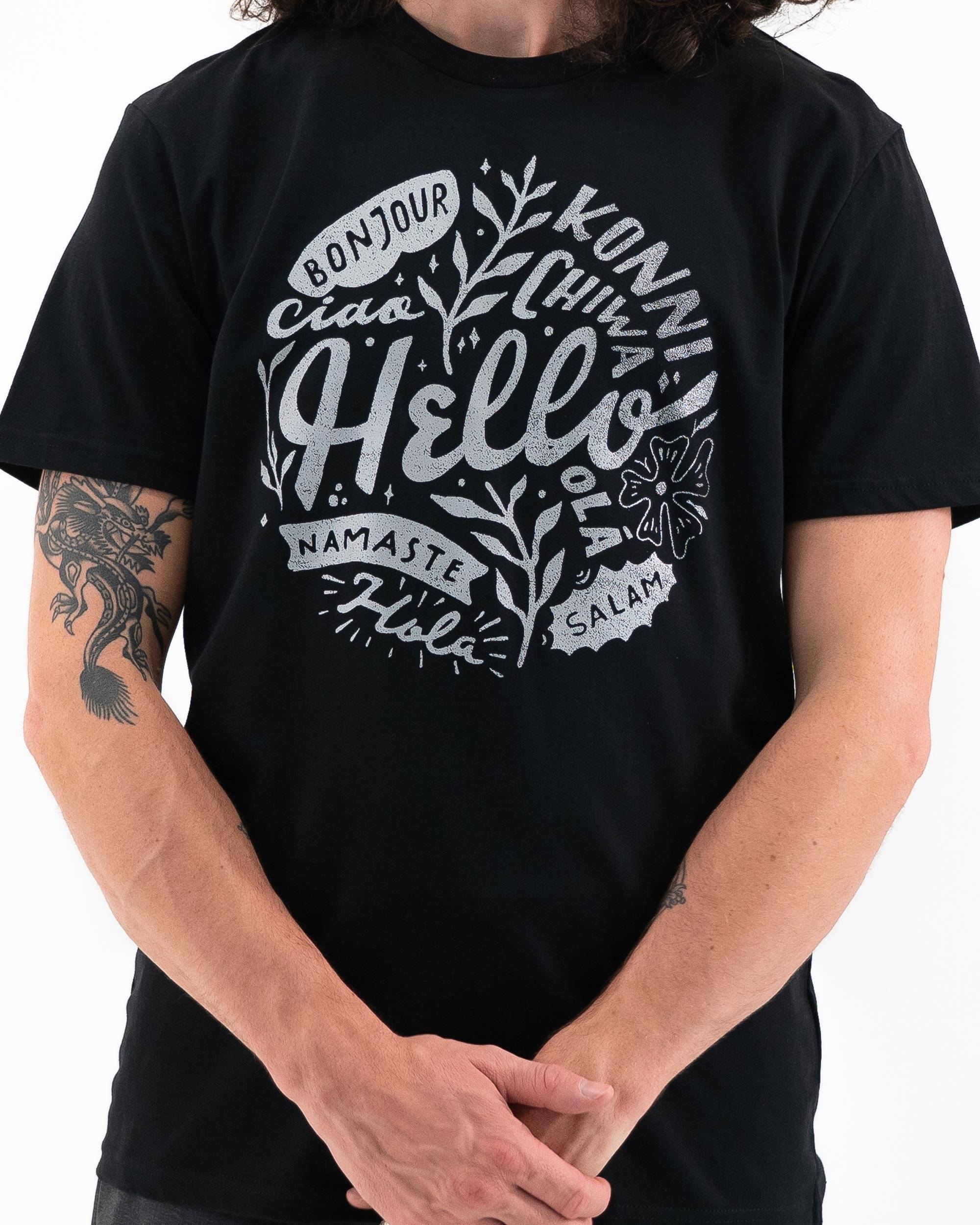 T-shirt Hello de couleur Noir par Skitchism