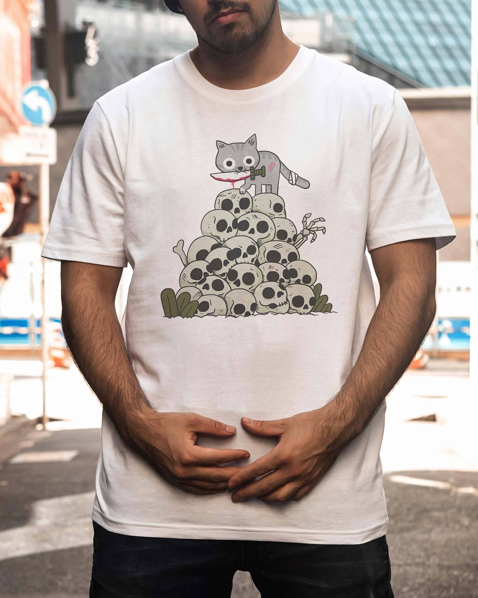 T-shirt Killer Cat de couleur Blanc par ppmid