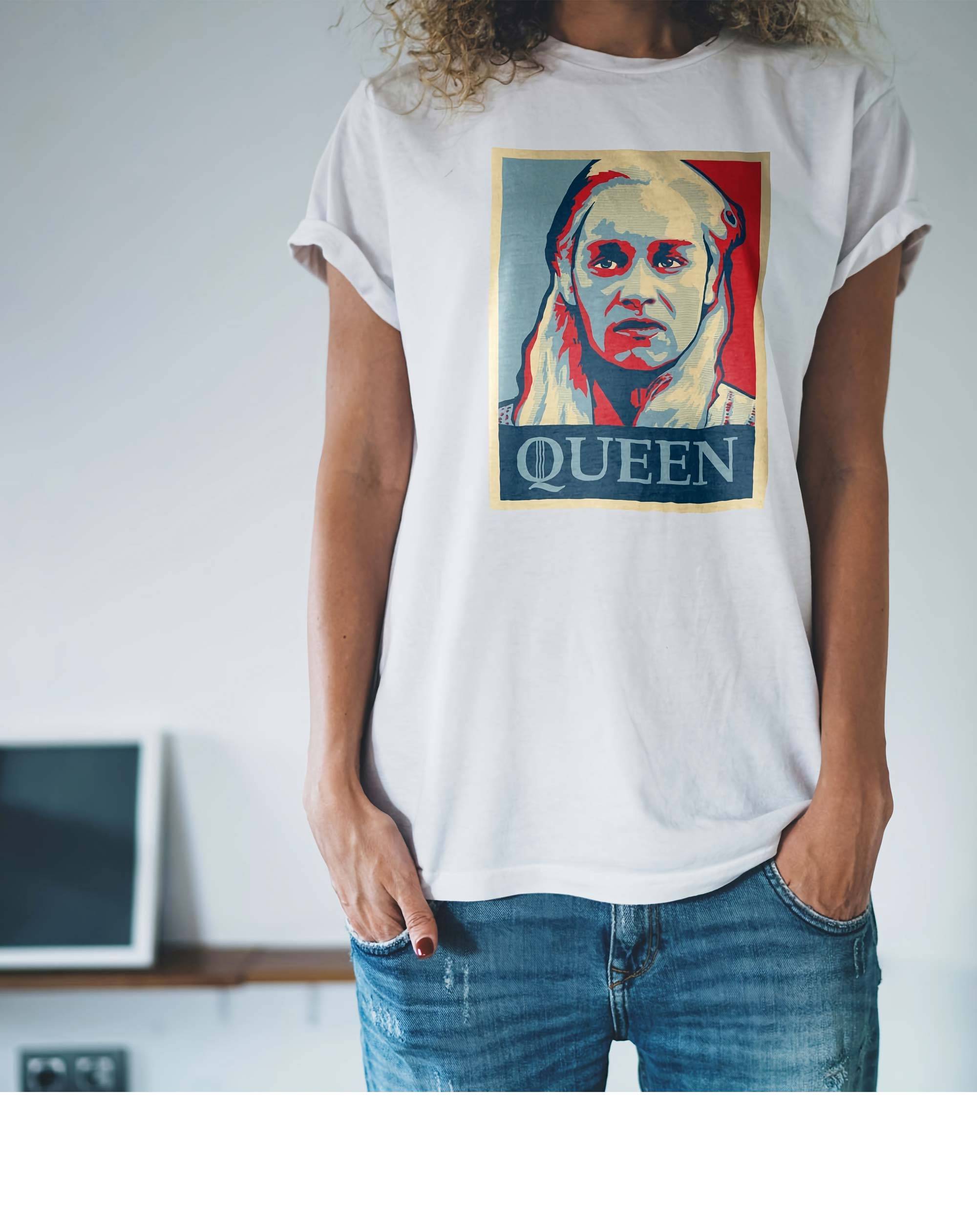 T-shirt Queen Daenerys de couleur Blanc