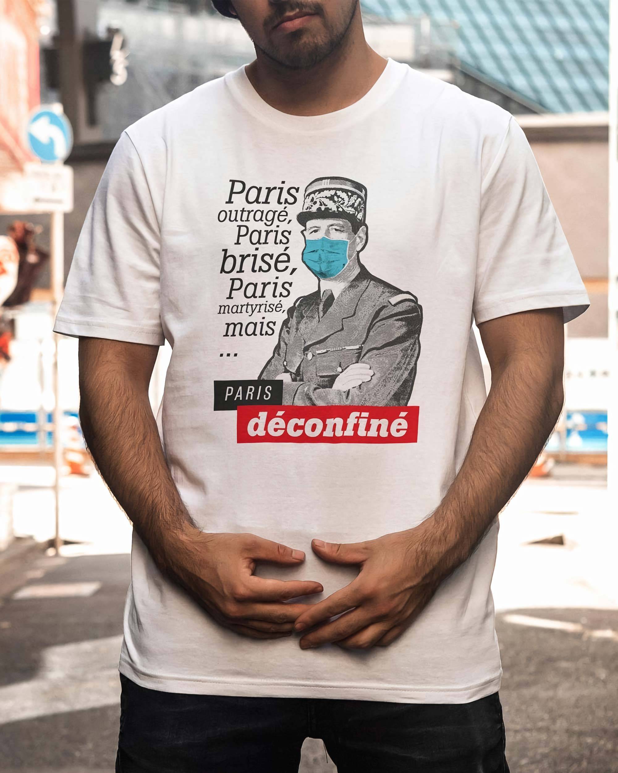T-shirt Paris déconfiné de couleur Blanc