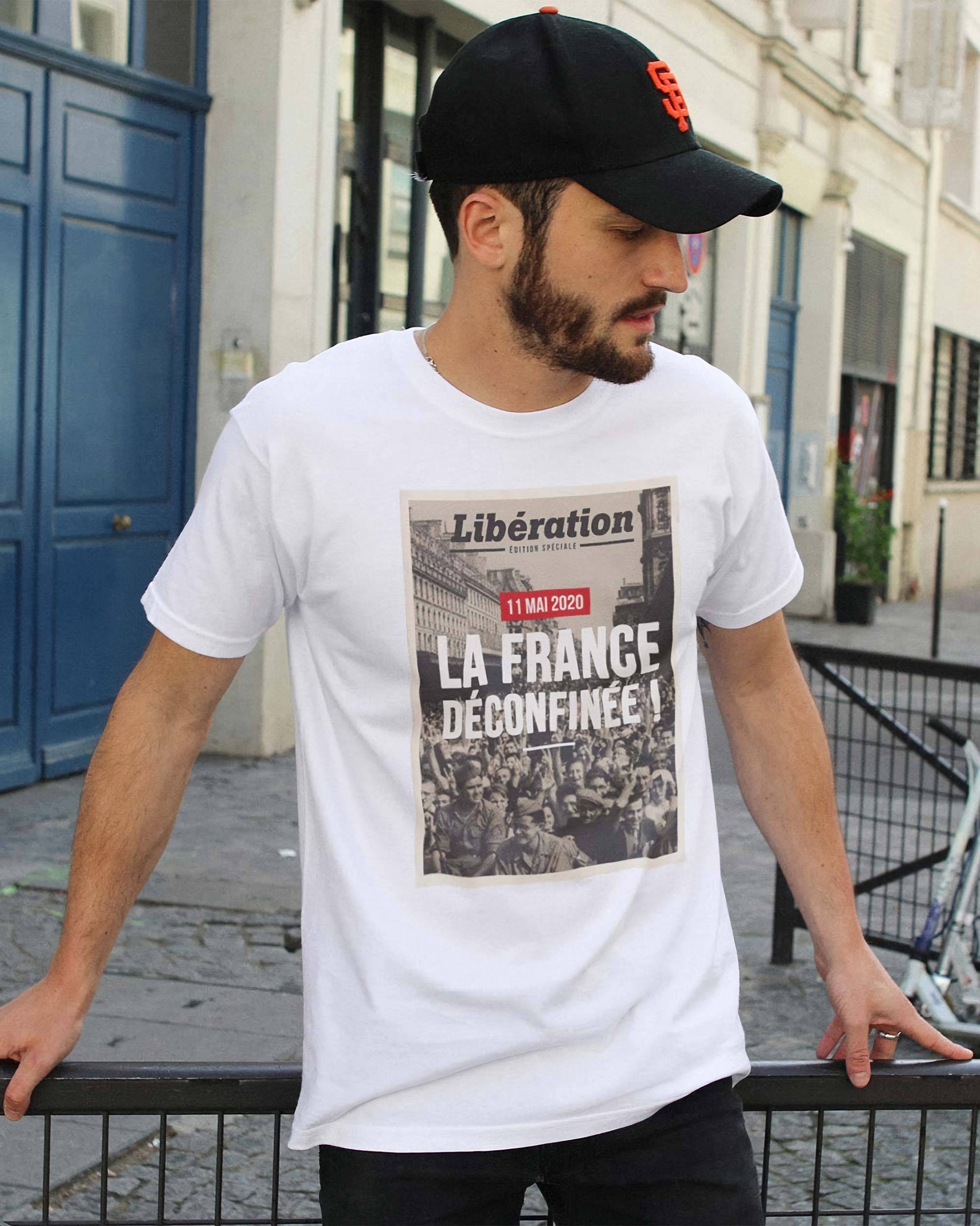 T-shirt La France déconfinée ! de couleur Blanc