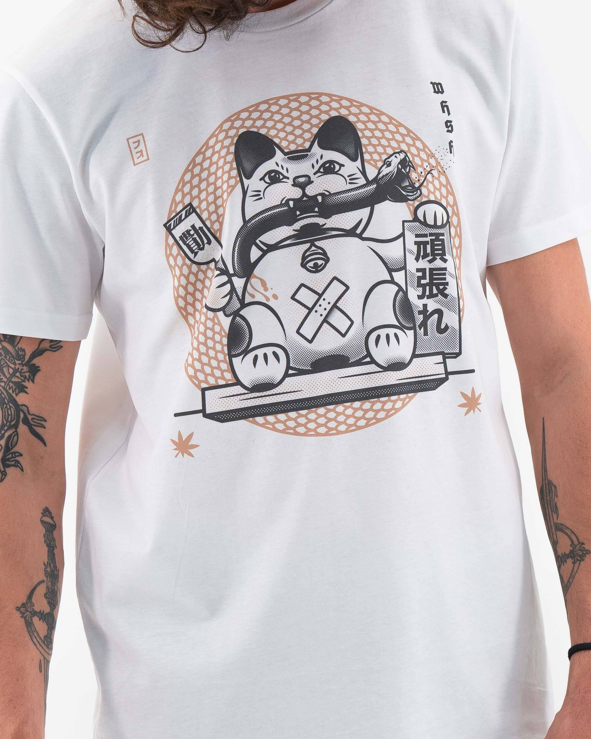 T-shirt Maneki Neko Ninja de couleur Blanc
