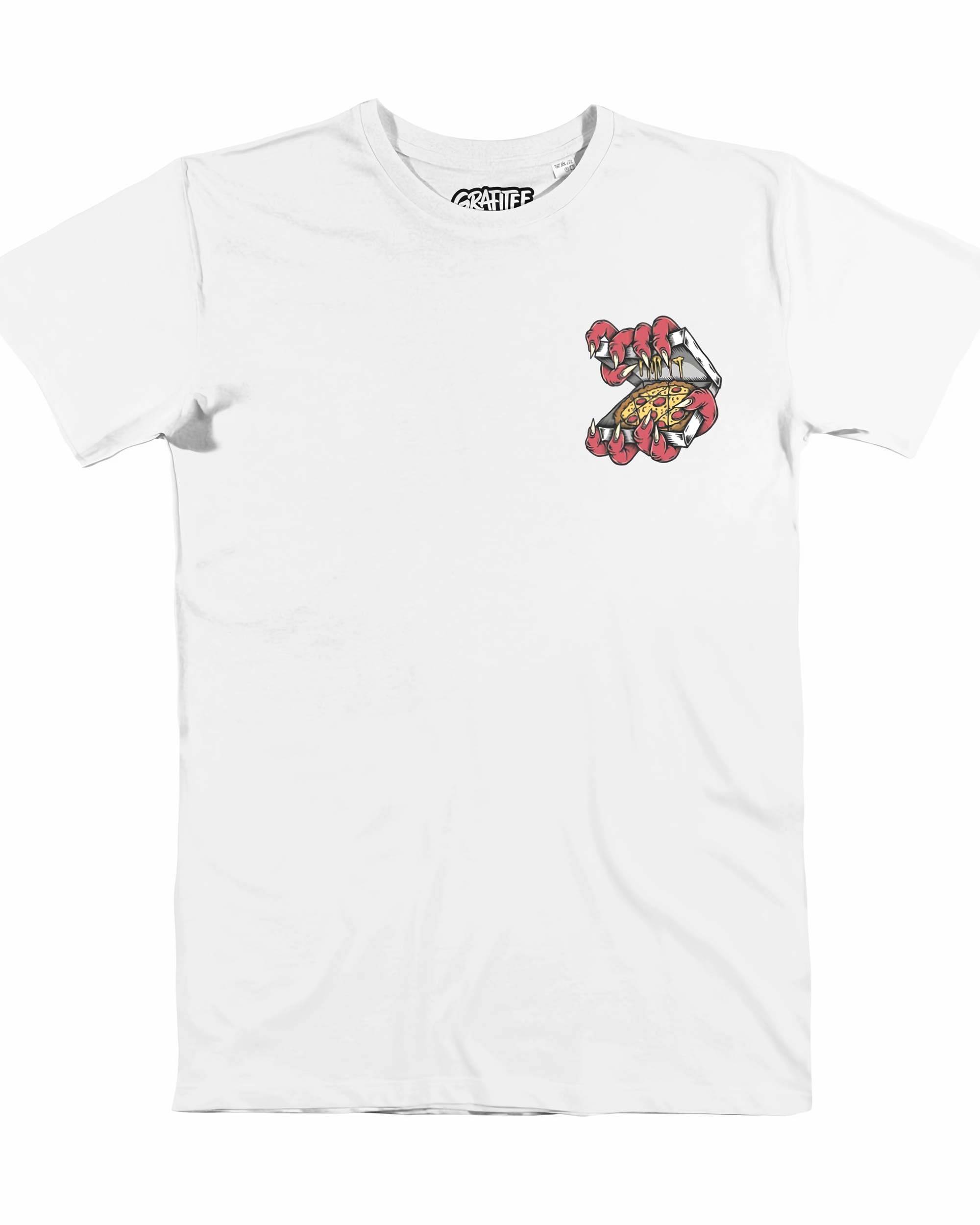 T-shirt Satanic pizza de couleur Blanc