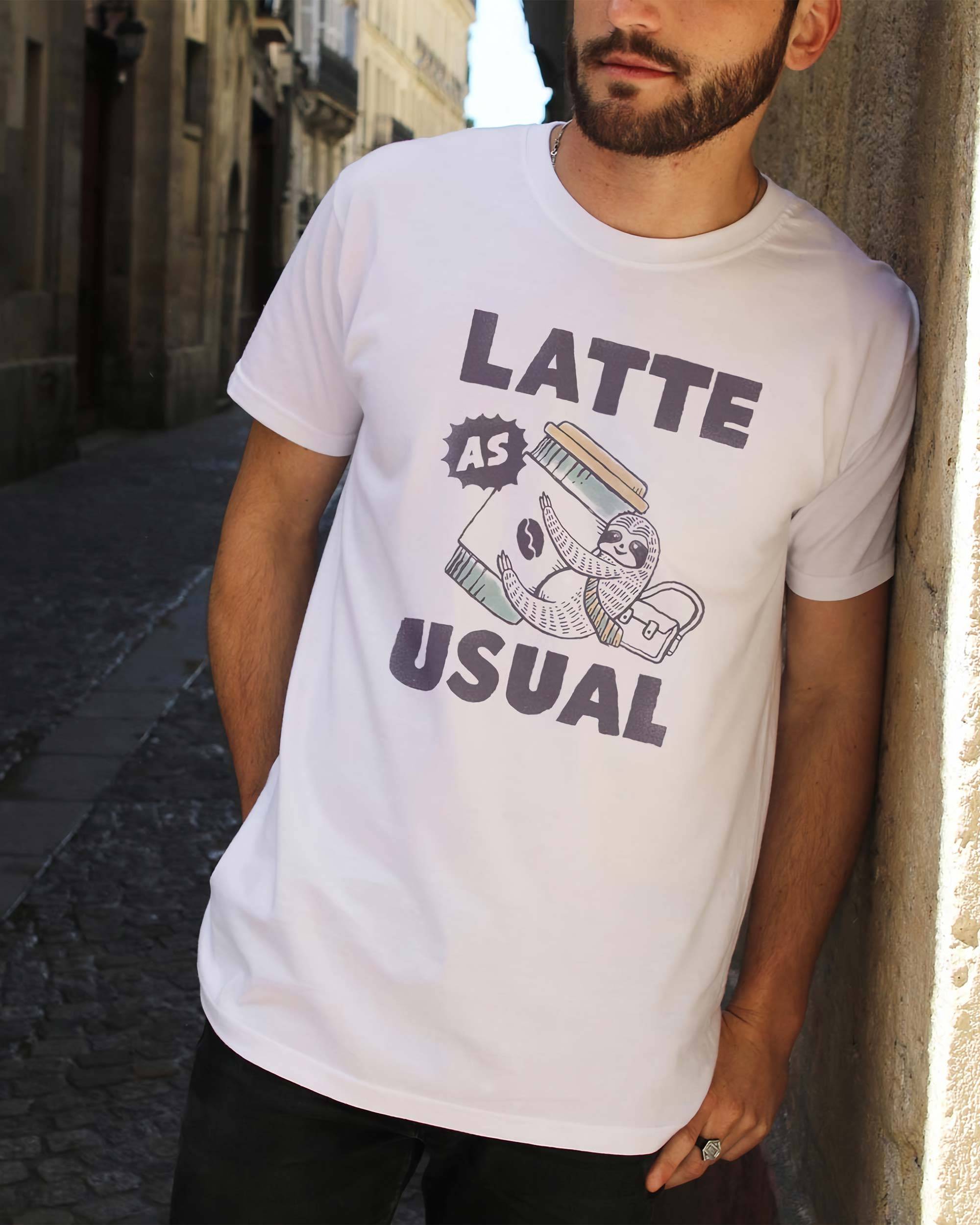 T-shirt Latte as usual de couleur Blanc par Skitchism