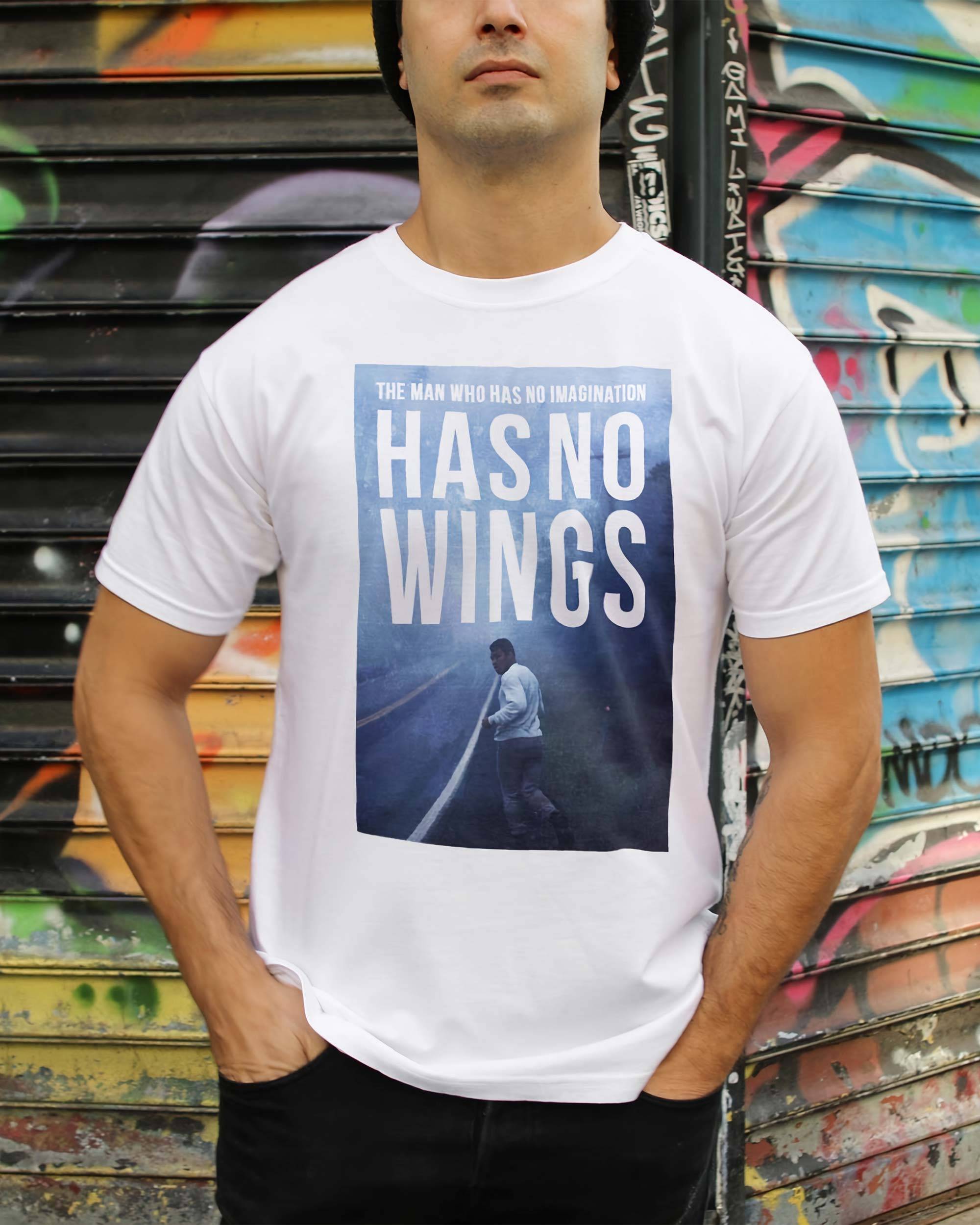 T-shirt No imagination no wings de couleur Blanc