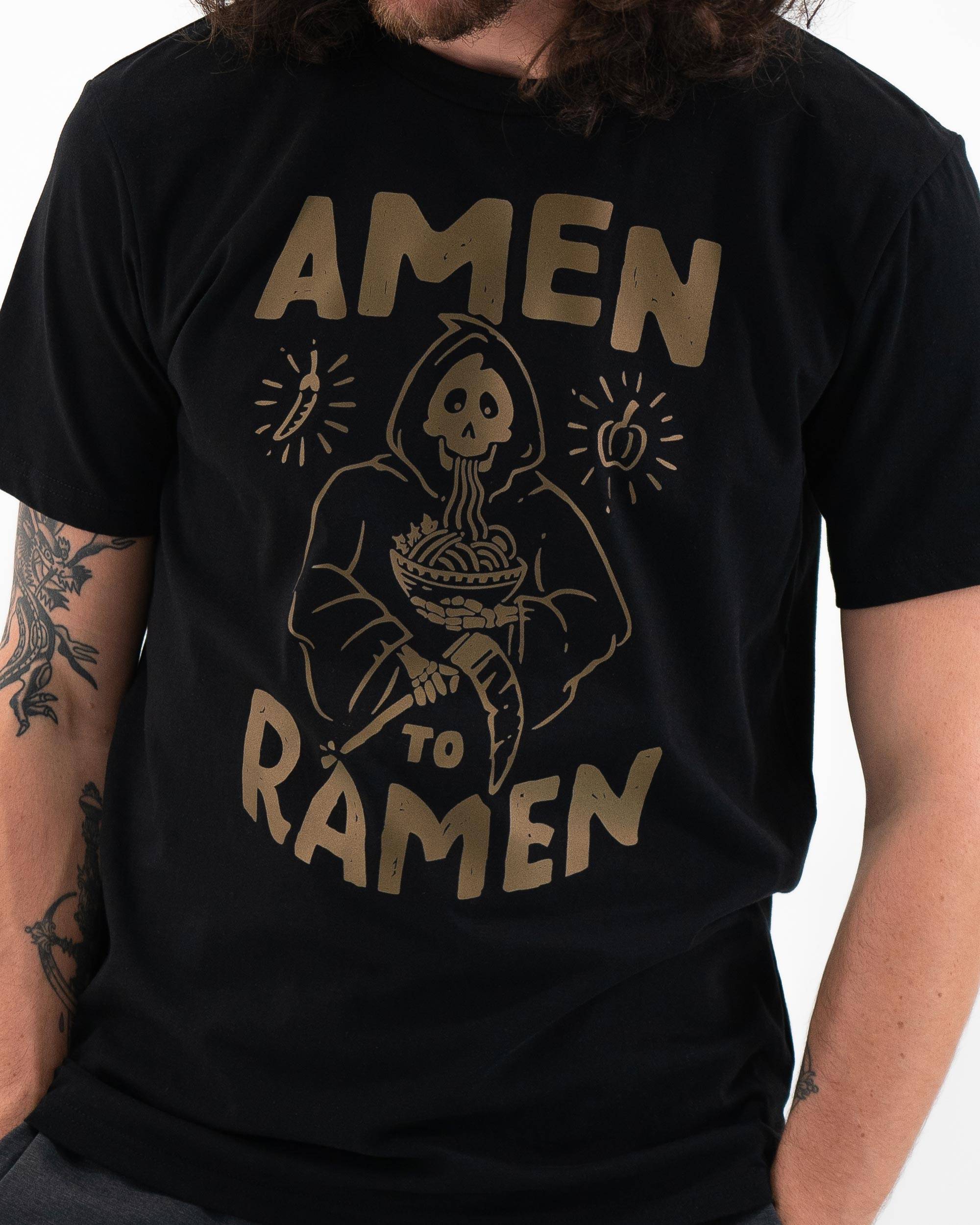 T-shirt Amen to Ramen de couleur Noir par Skitchism