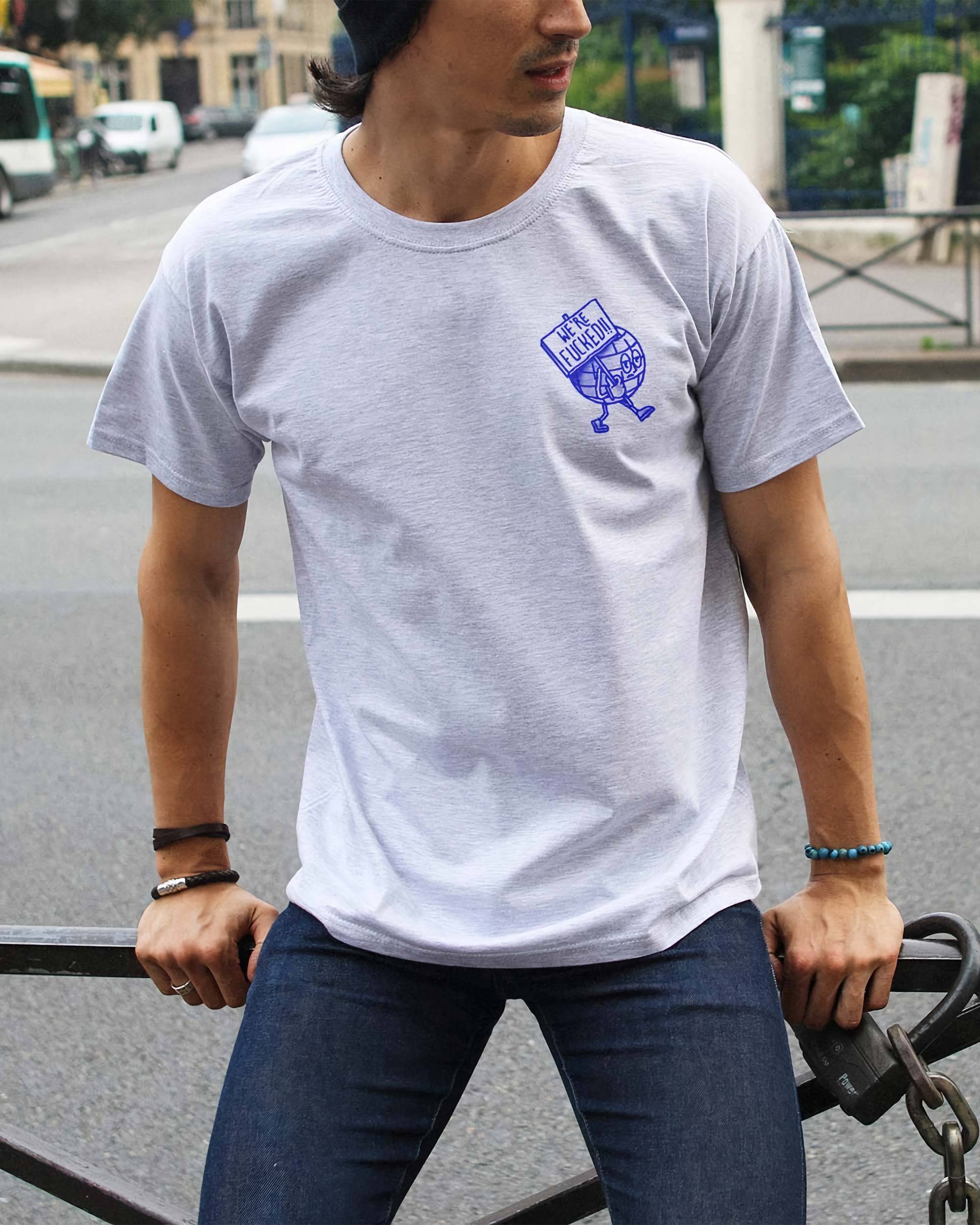 T-shirt We're fucked de couleur Gris chiné par Rui Soares