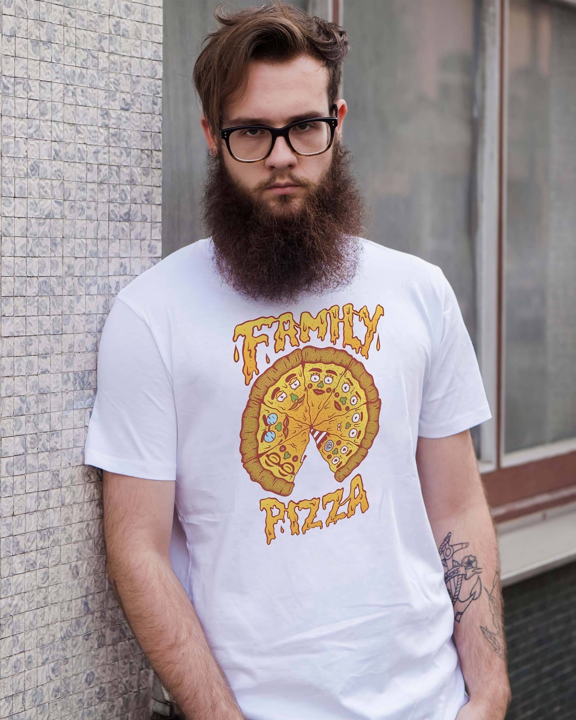 T-shirt Family Pizza de couleur Blanc