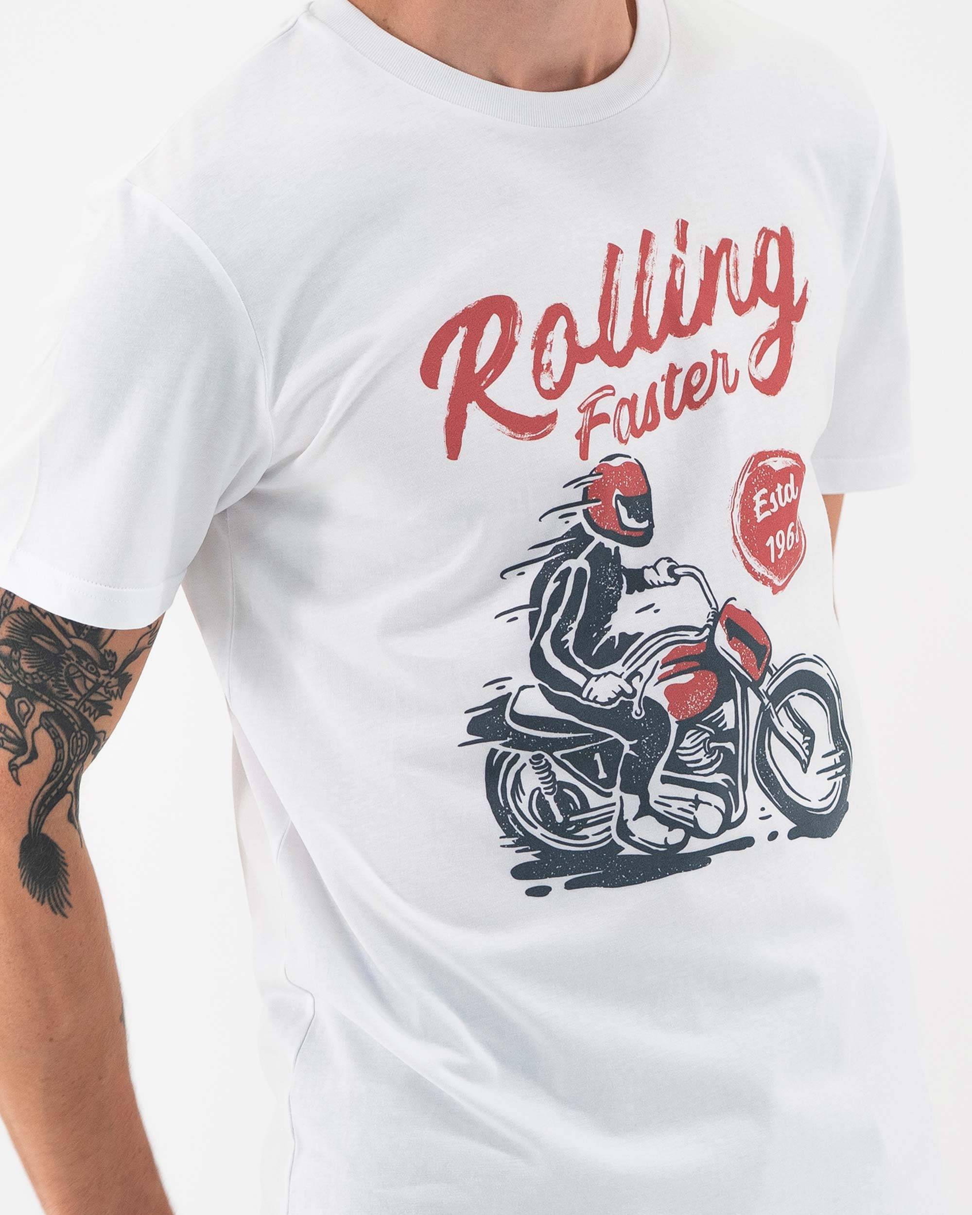 T-shirt Rolling Faster de couleur Blanc par Alex Gunawan