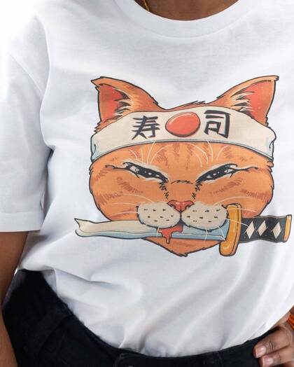 T-shirt Neko Sushi Katana Grafitee