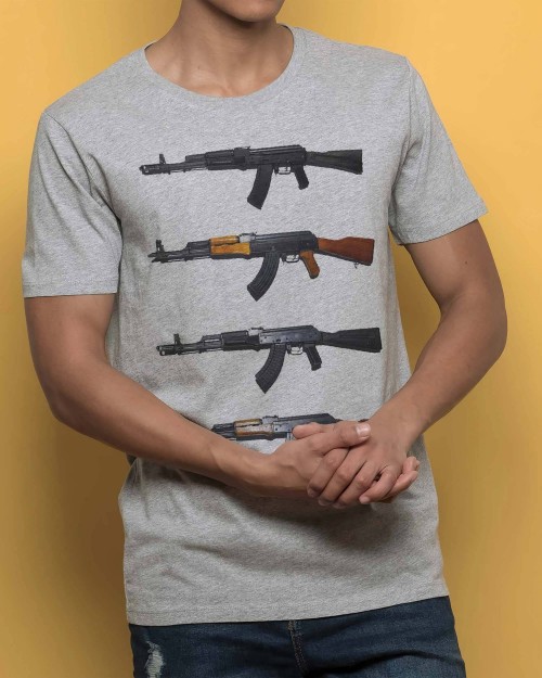T shirt originaux Hommes Col rond Grande taille AK47 Carabine