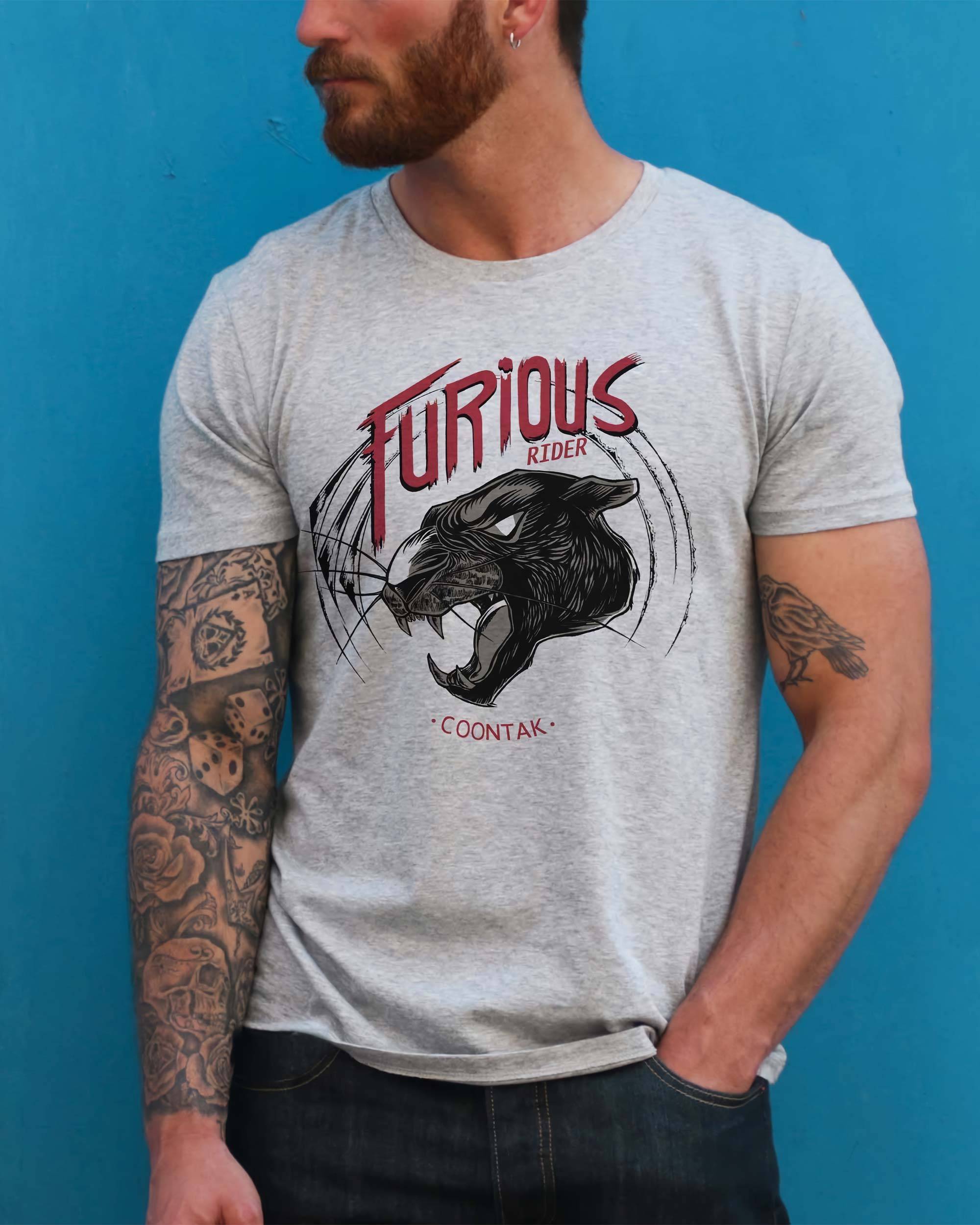 T-shirt Furious Rider de couleur Gris chiné par Coontak
