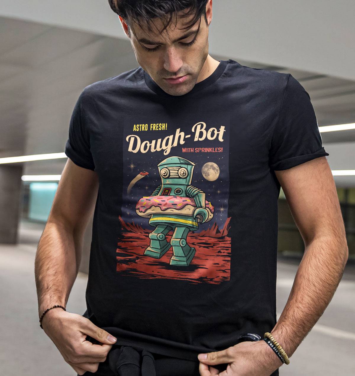T-shirt Dough Bot de couleur Noir par Vincent Trinidad
