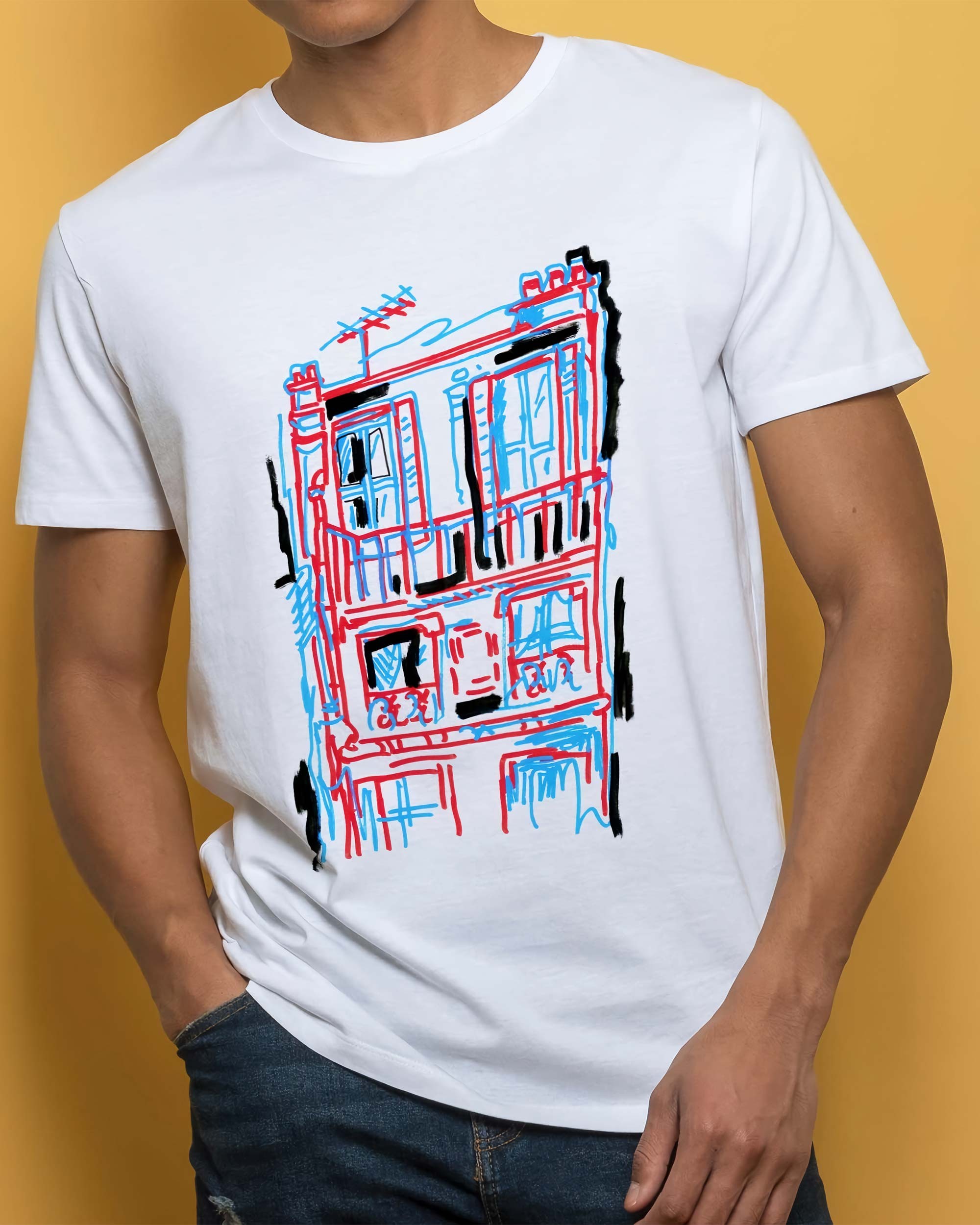 T-shirt Immeuble de couleur Blanc par Hexagone