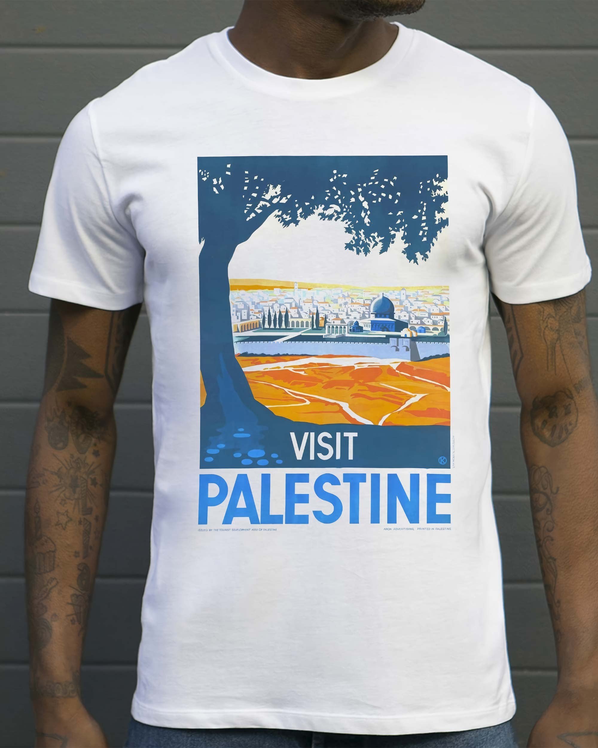 T-shirt Visit Palestine de couleur Blanc