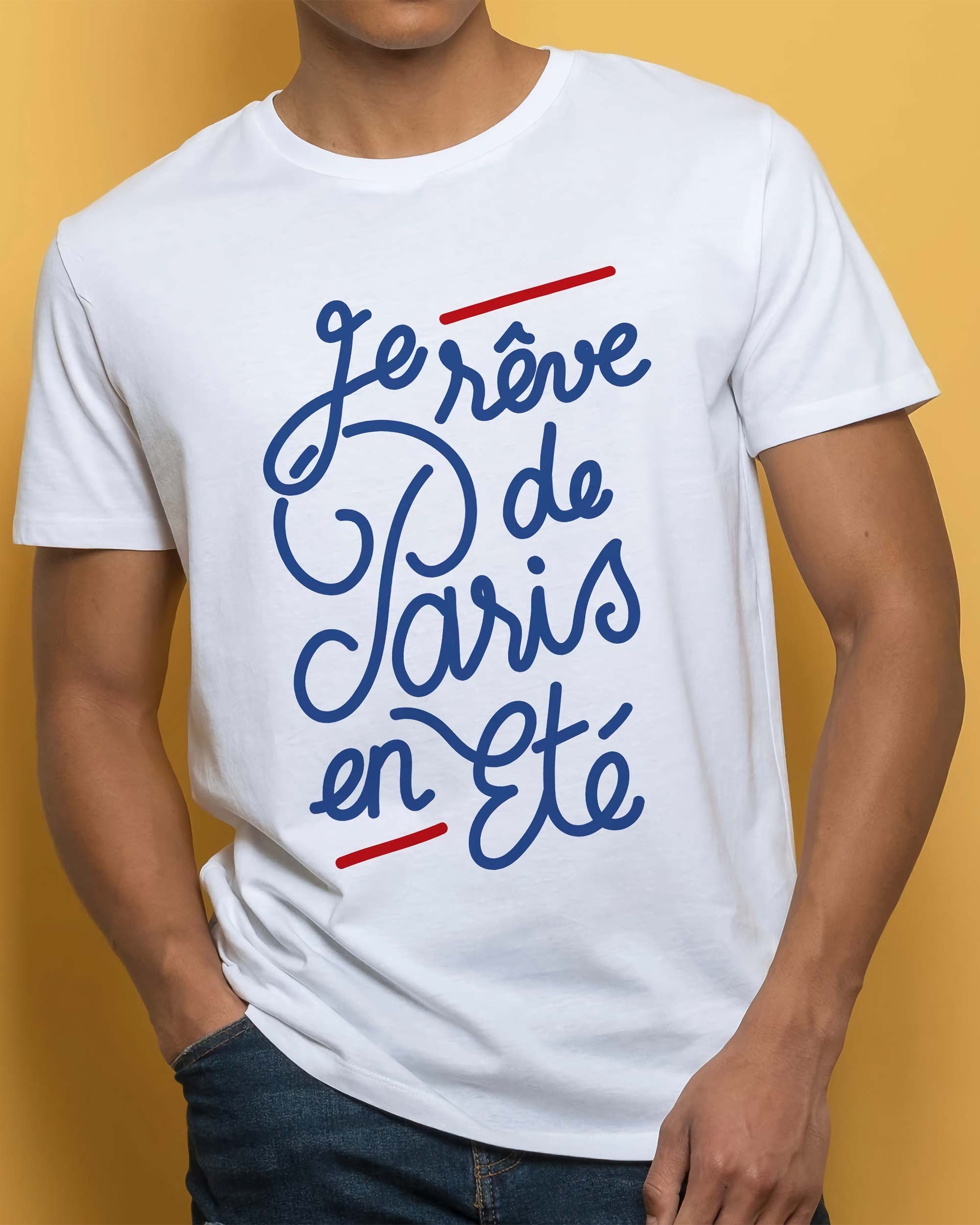 T-shirt Je Rêve de Paris en Eté de couleur Blanc par Vague A L'Âme