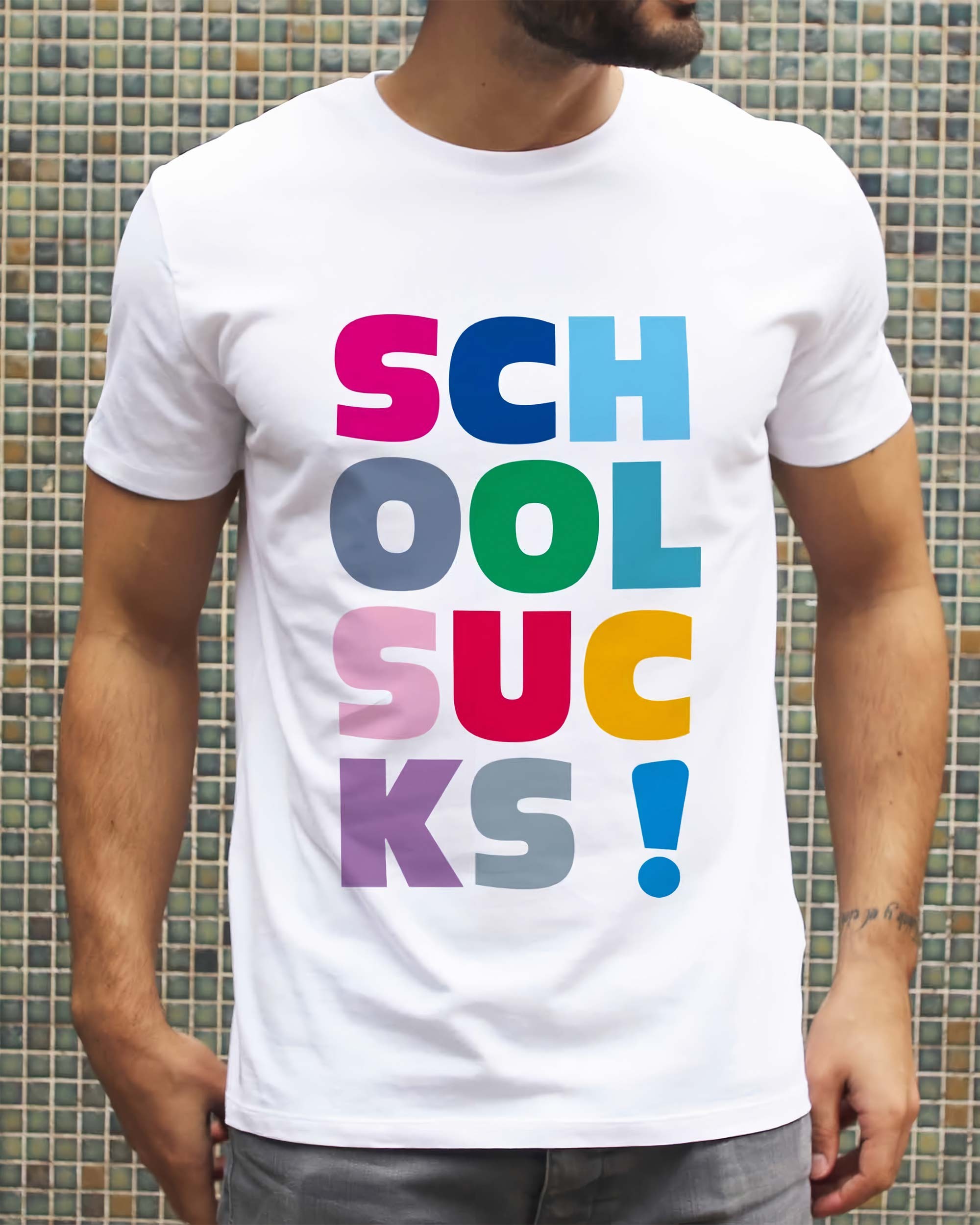 T-shirt School Sucks de couleur Blanc par Prand