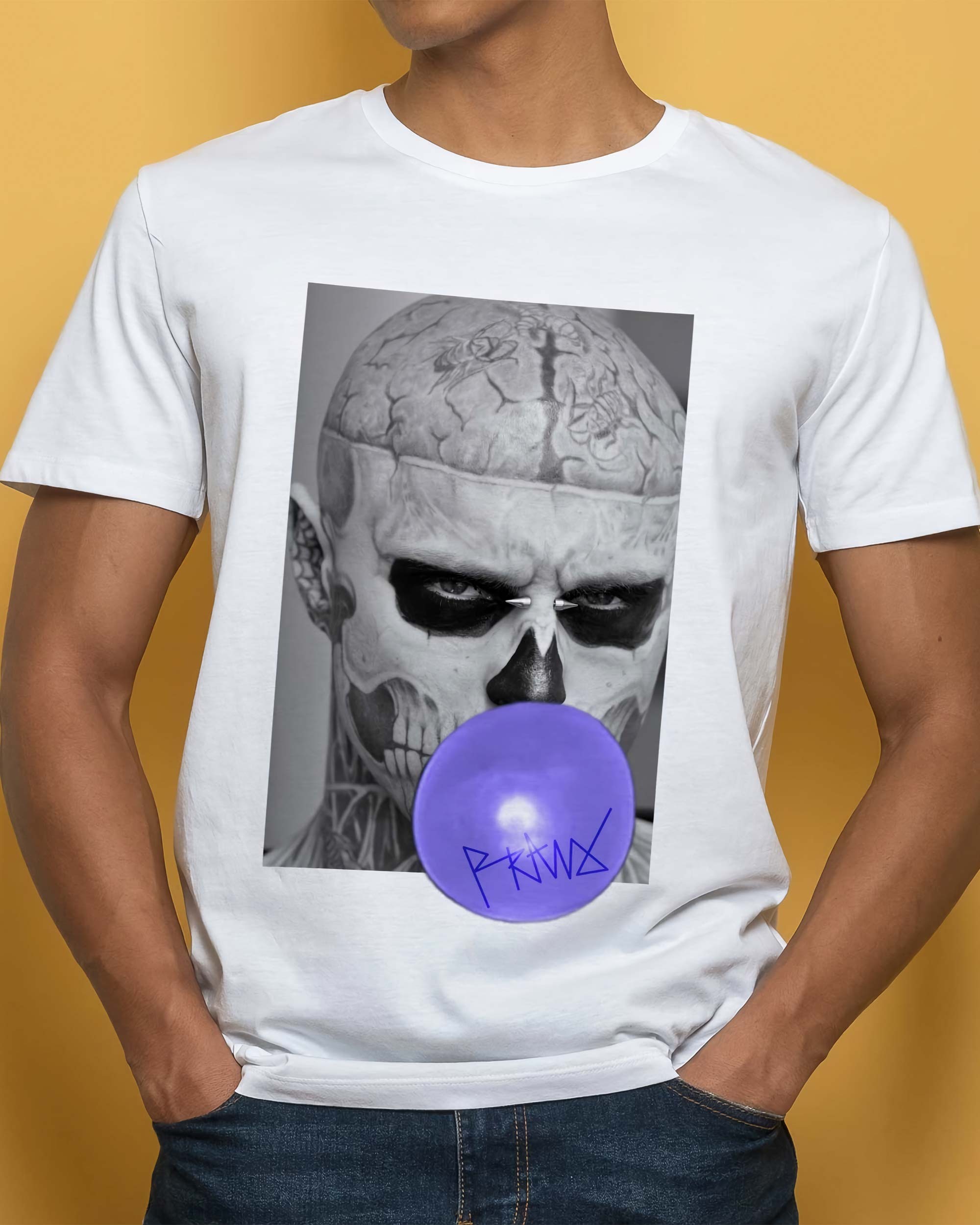 T-shirt Zombie Chewing de couleur Blanc par Prand