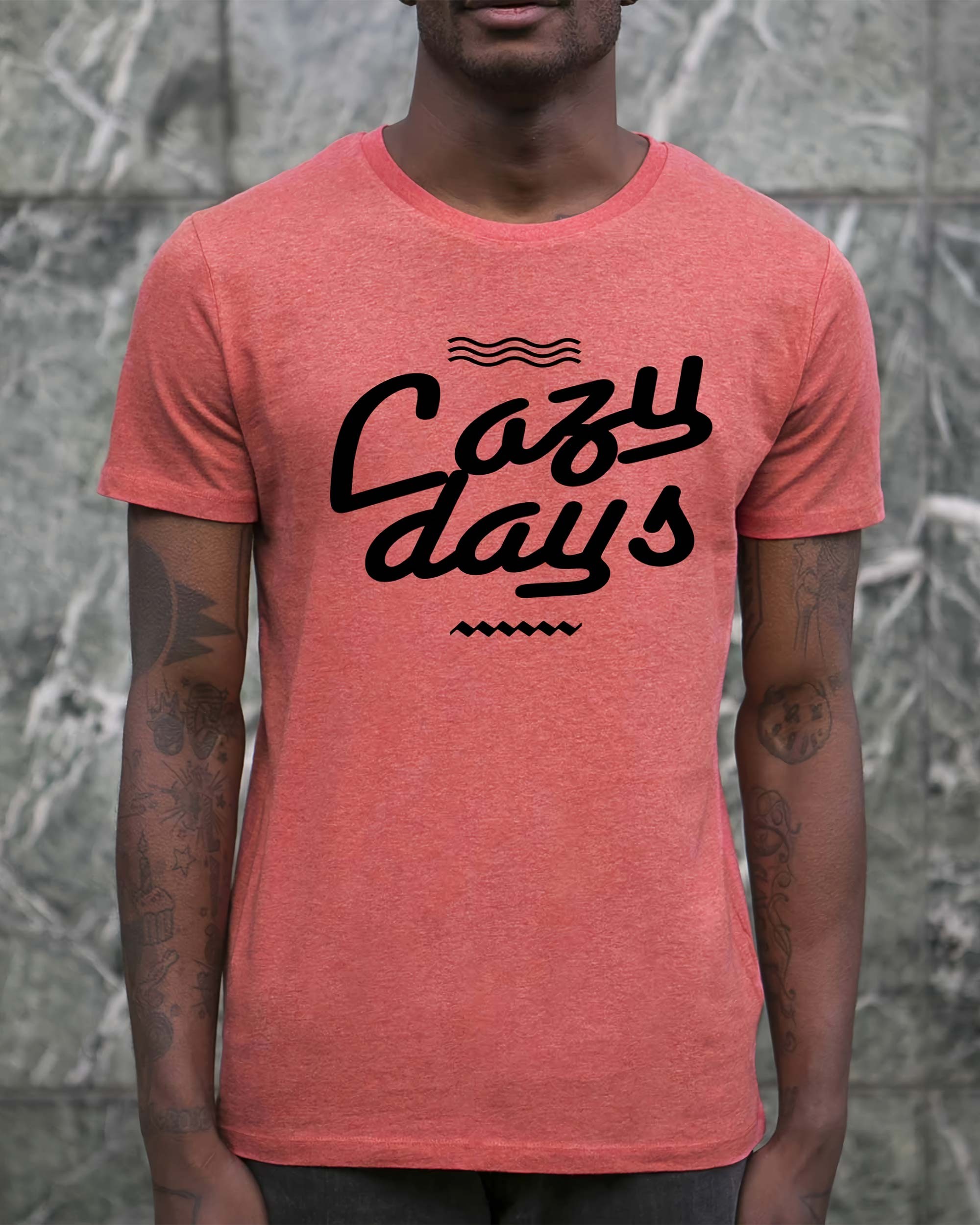 T-shirt Lazy Days de couleur Rouge chiné par Hexagone